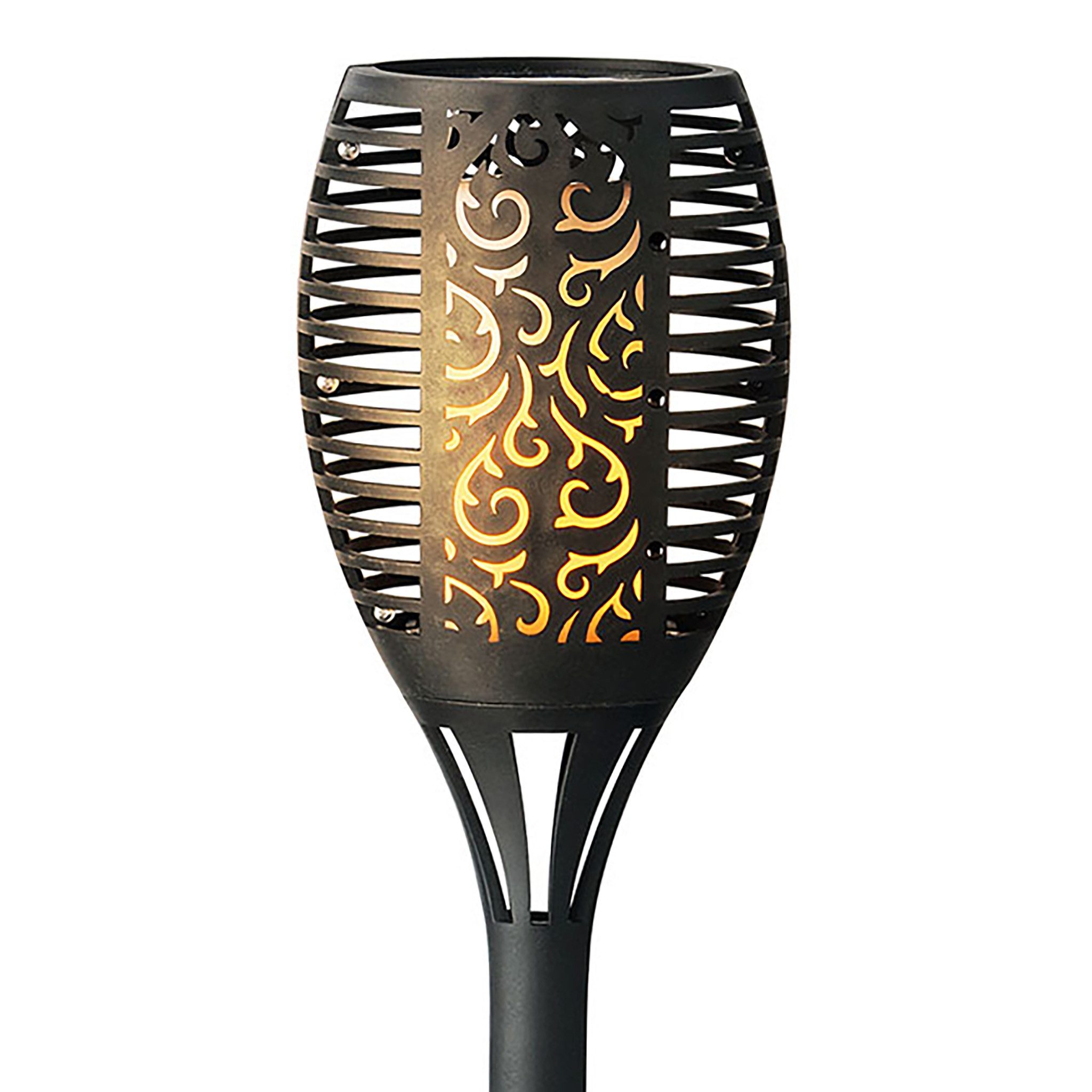 Lumineo LED Solarleuchte, Flacker Effekt, warmweiß, LED Solar Beleuchtung Fackel Flammeneffekt 61cm Kunststoff Warmweiß