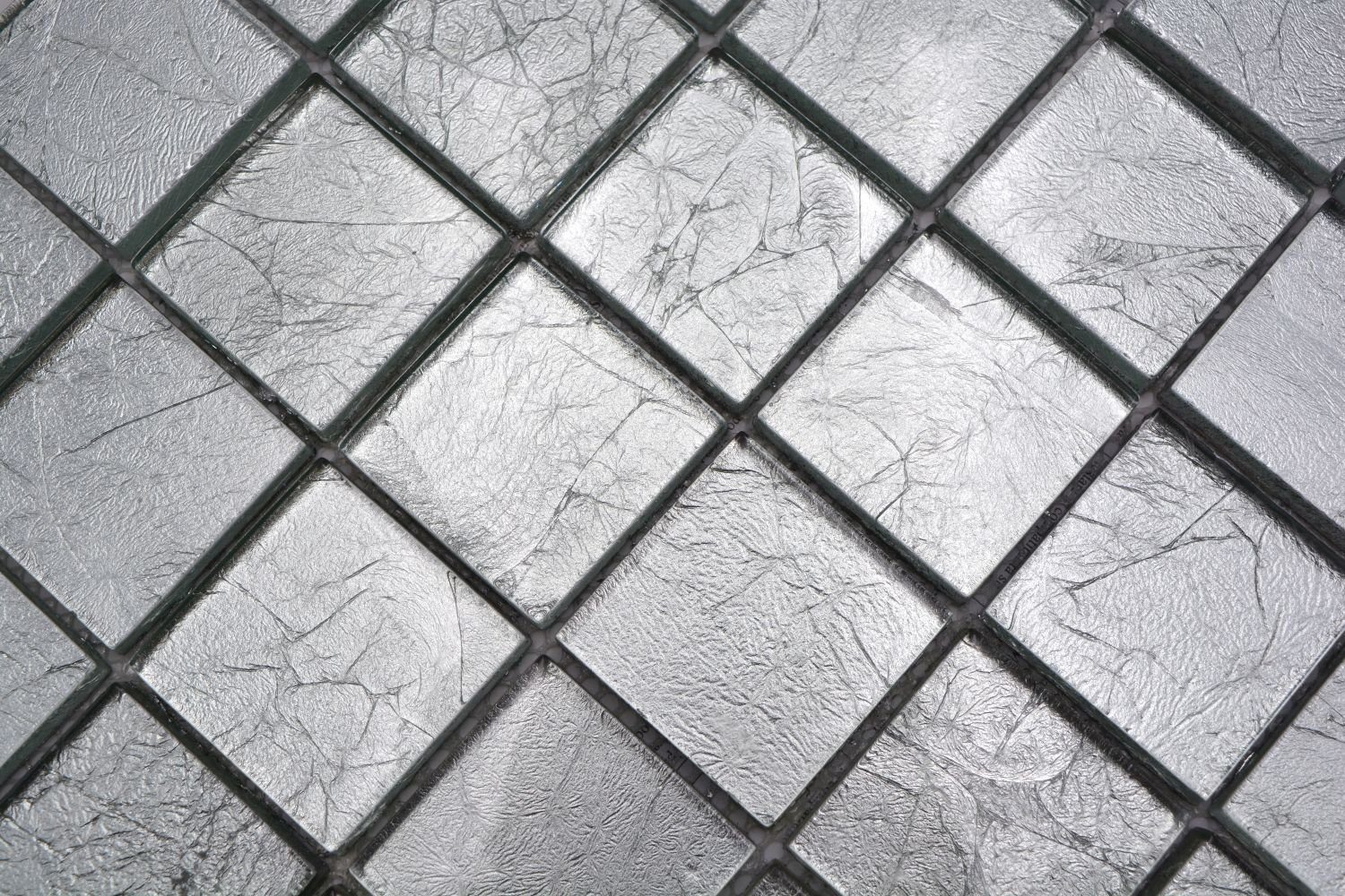 Küchenwand silber Mosaikfliese Mosani Fliesenspiegel Struktur Mosaikfliesen Glasmosaik