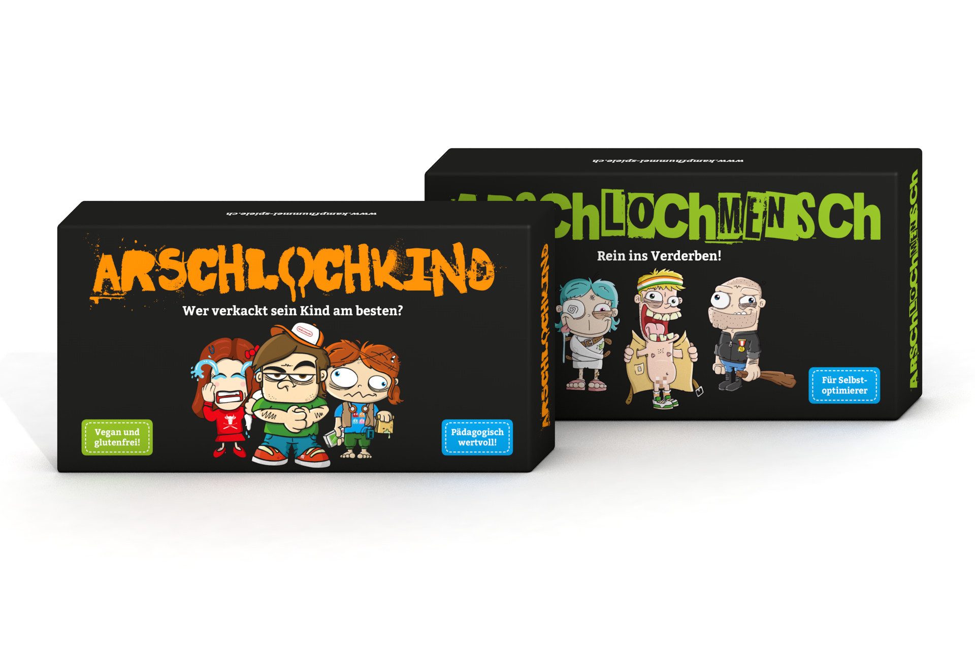 Kampfhummel Spiele Spiel Das Arsch-Bundle (Arschlochkind + Arschlochmensch) – Partyspiele ab 16, Kartenspiel für Erwachsene, Spiele mit schwarzem Humor, 3-6 Spieler