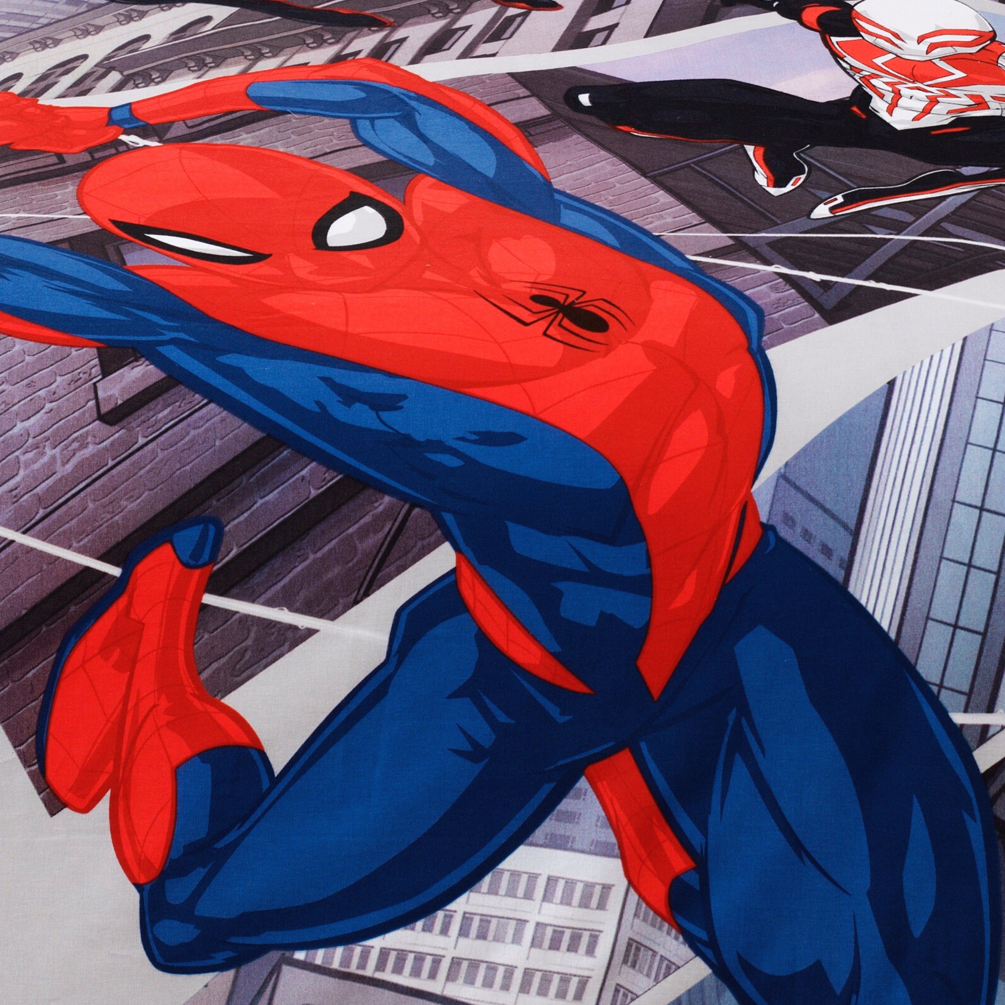 MTOnlinehandel Bettwäsche Spiderman Marvel 135x200 + 80x80 cm, 100 % Baumwolle, Renforcé, 2 teilig, Jungen Kinderbettwäsche mit Reißverschluss – Bild 4 von 5