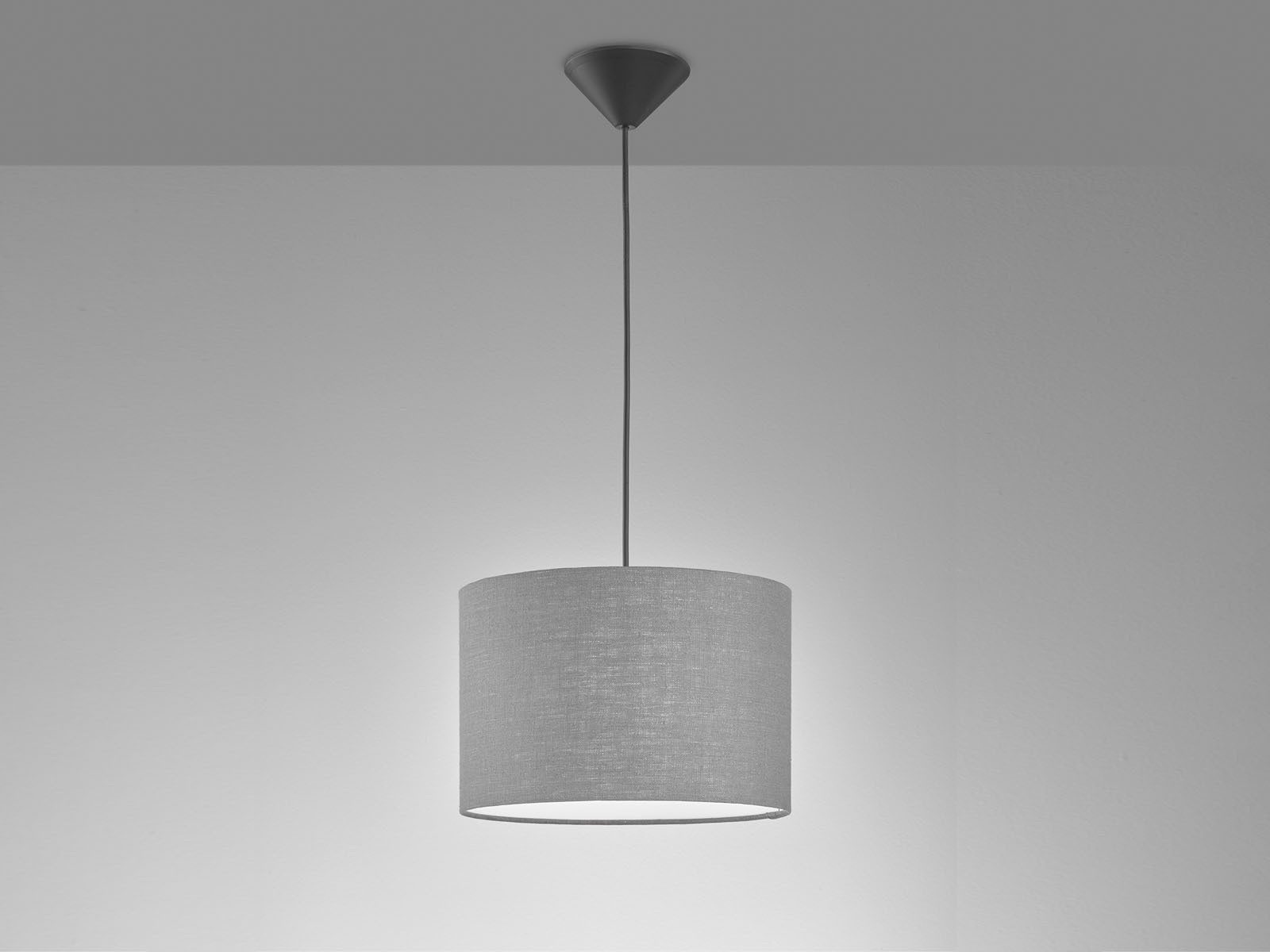 FISCHER & HONSEL LED Pendelleuchte, Dimmfunktion, LED wechselbar, Warmweiß, einflammig, Lampenaufhängung Schwarz & Leinen Lampenschirm Grau Ø30cm