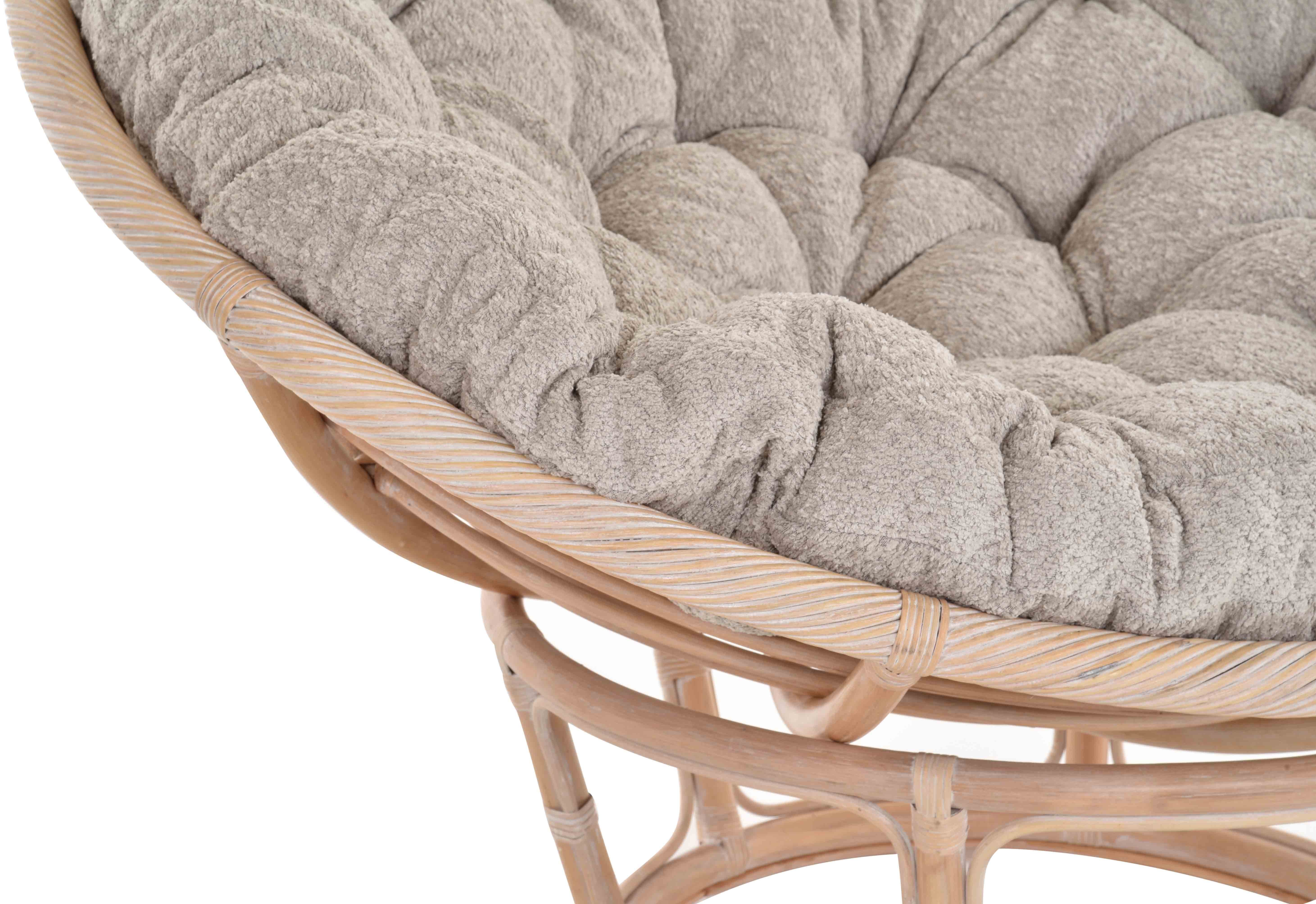 Krines Home XXL-Sessel Papasansessel XXL mit Kissen Relax Papasan Chair (120cm), Natur Rattan Liegesessel