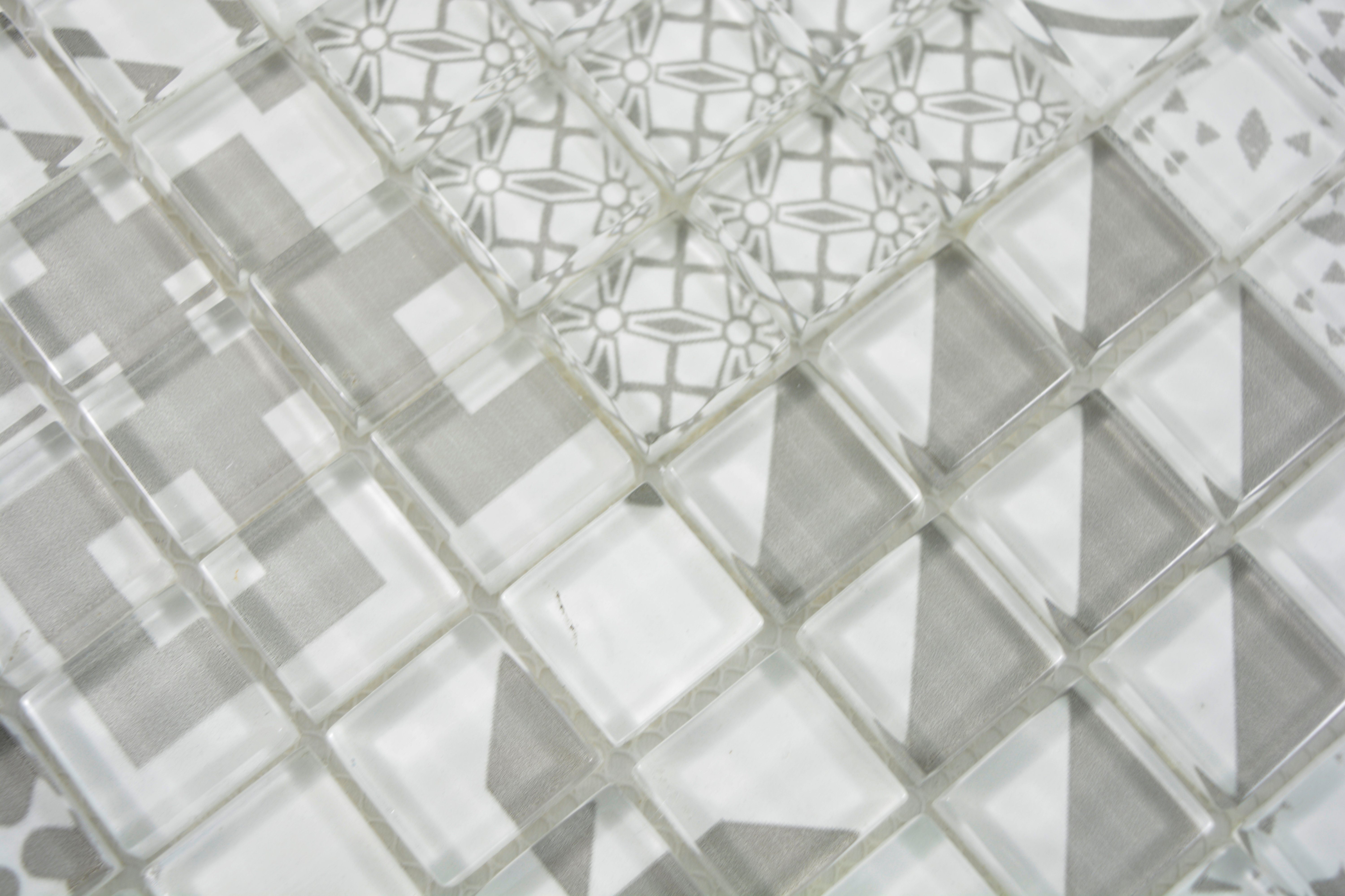 Mosani Mosaikfliesen Crystal grau Matten Mosaikfliesen / Glasmosaik 10 glänzend