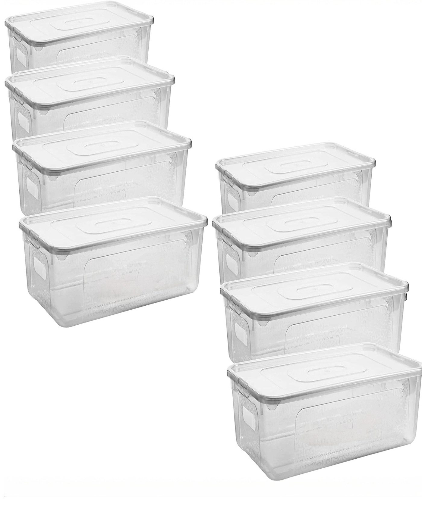 Centi Aufbewahrungsbox TORONTO – 17 Liter Transparent mit Strukturdesign (8er-Set)