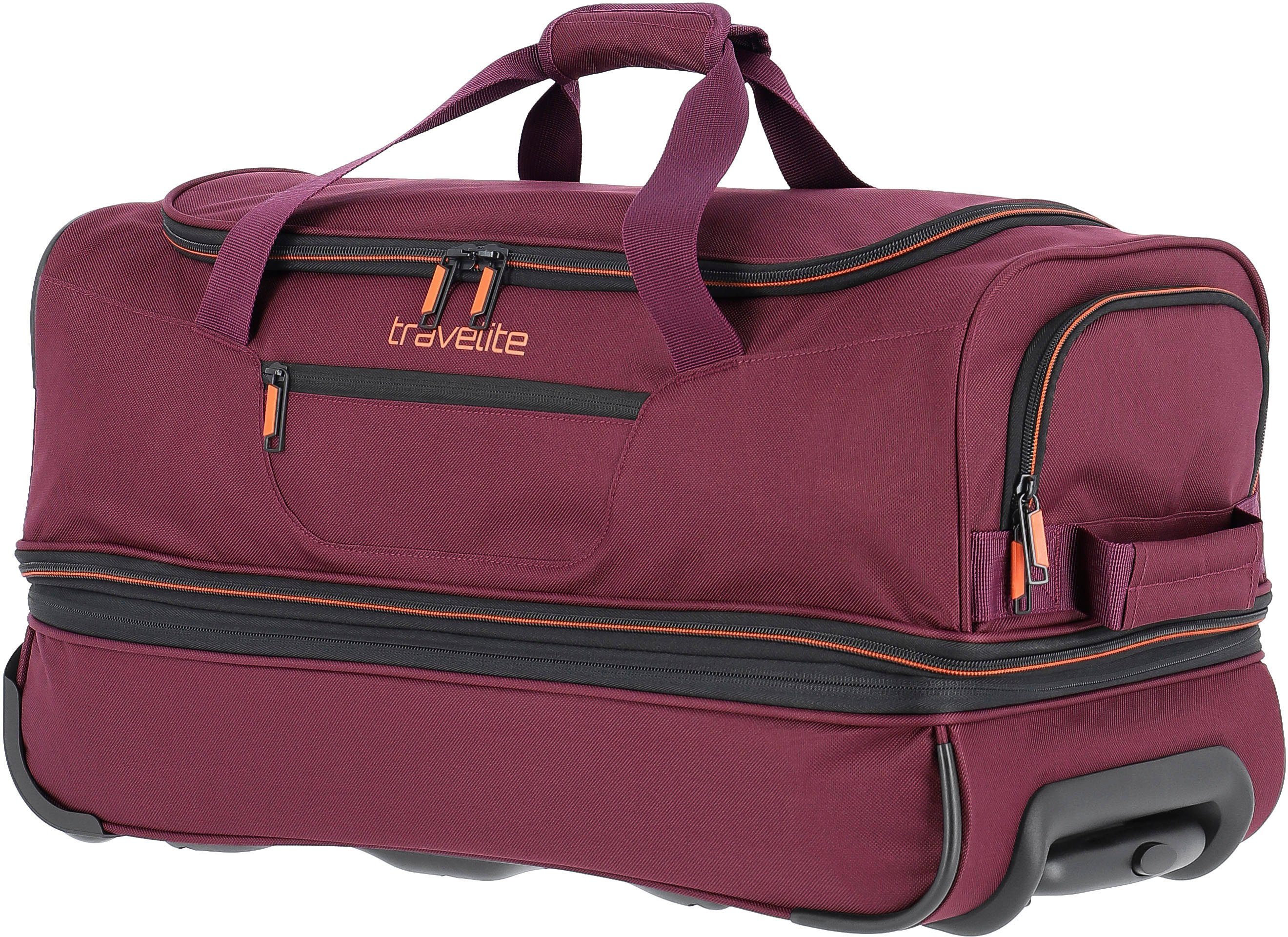 travelite Reisetasche Basics, cm, mit Bordeaux 55 Rollen