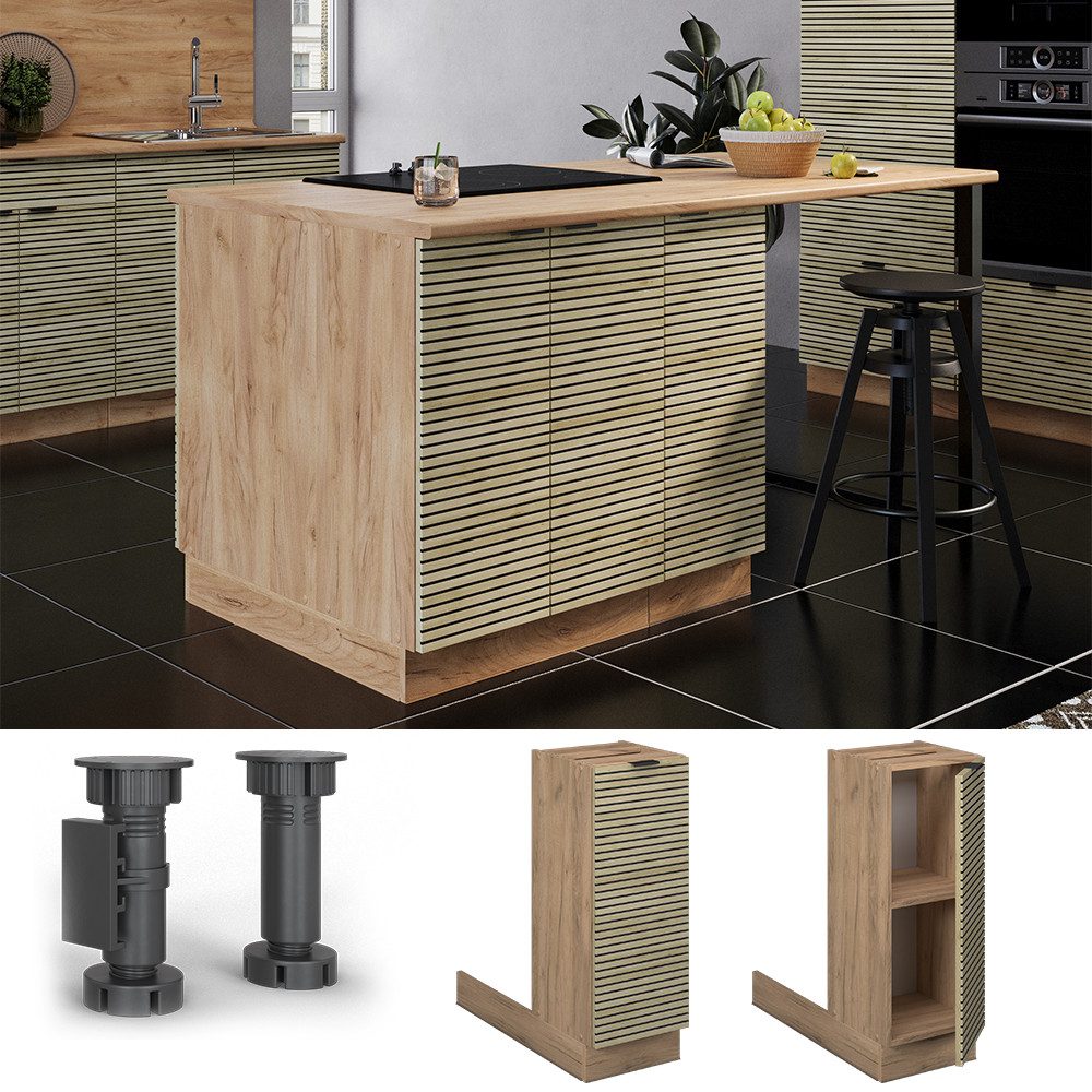 Vicco Unterschrank Fame-Line, Eiche Paneel/Goldkraft Eiche, günstig online kaufen