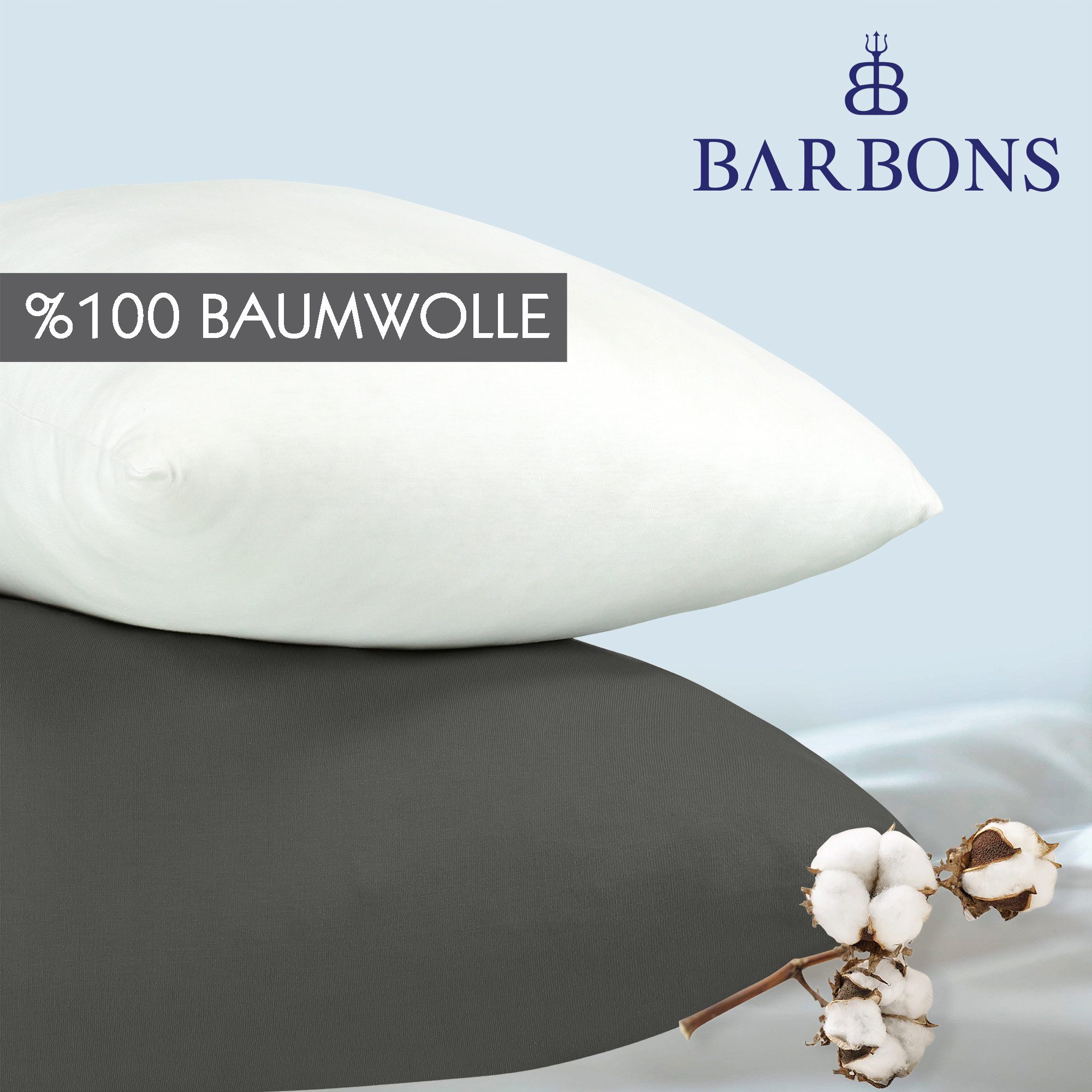 BARBONS Kissenbezug 100% Baumwolle Kissenbezug, weiche Kopfkissenbezug, Kissenhülle, (2 Stück), 165 g/m², Jersey