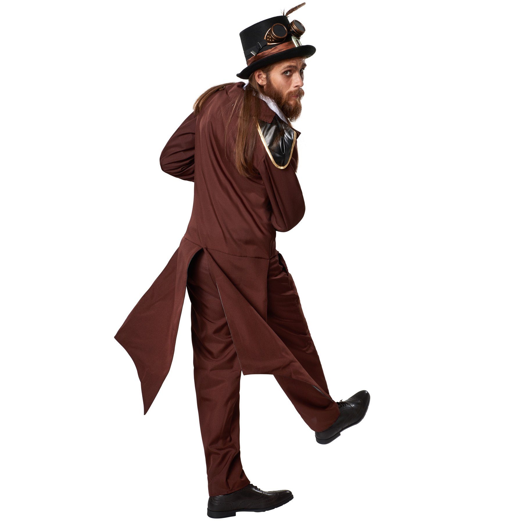 dressforfun Kostüm Edelmann, auch Kavalier, in schwarz/braun, Gr. M, Steampunk-Outfit, Ärmelbereich mit Knöpfen und einem Gürtel, Lange Hose und Langarmhemd