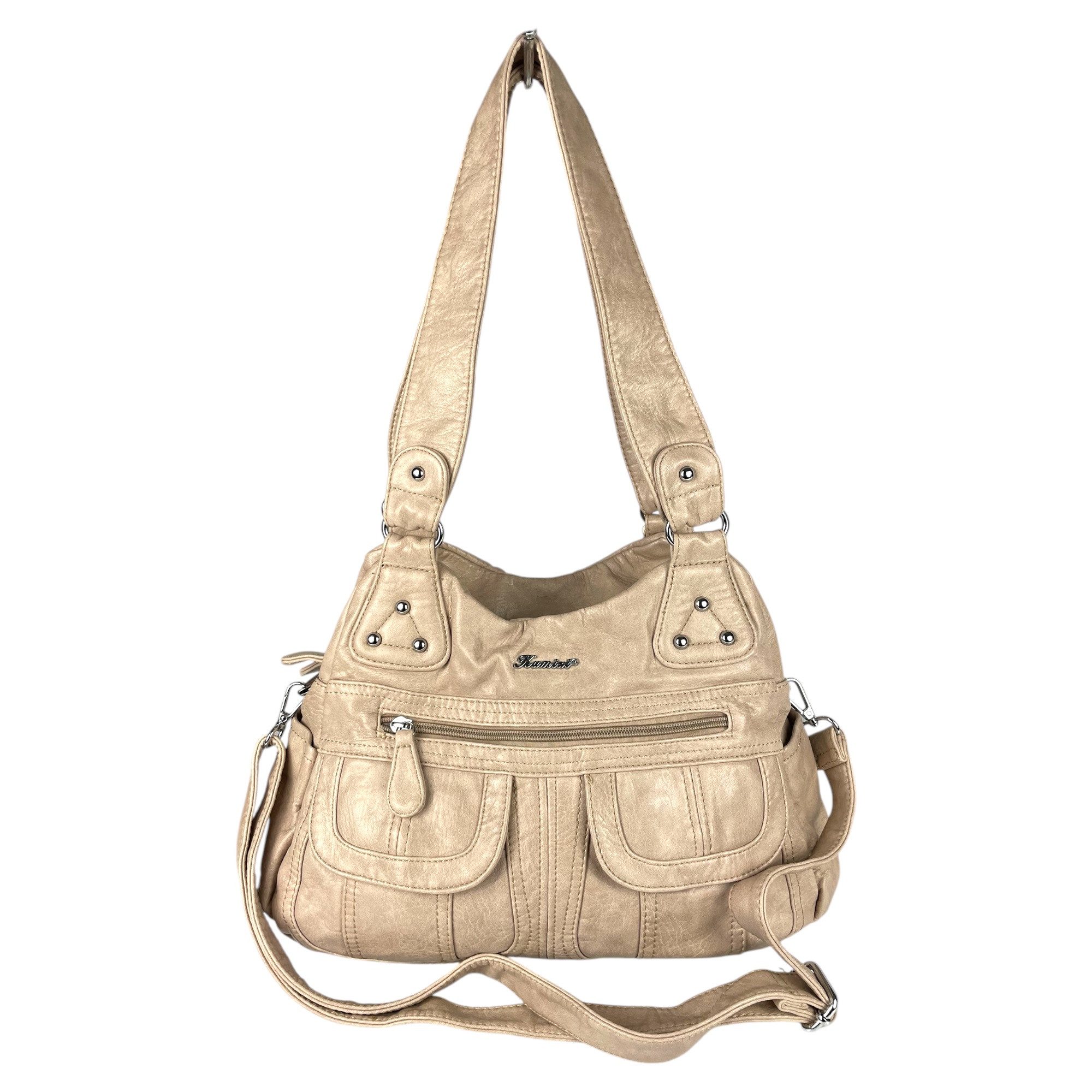 Taschen4life Schultertasche Damen Handtasche, Schultertasche AK22134, 2x Hauptfach, abnehmbarer Trageriemen, Innen- und Außenfächer