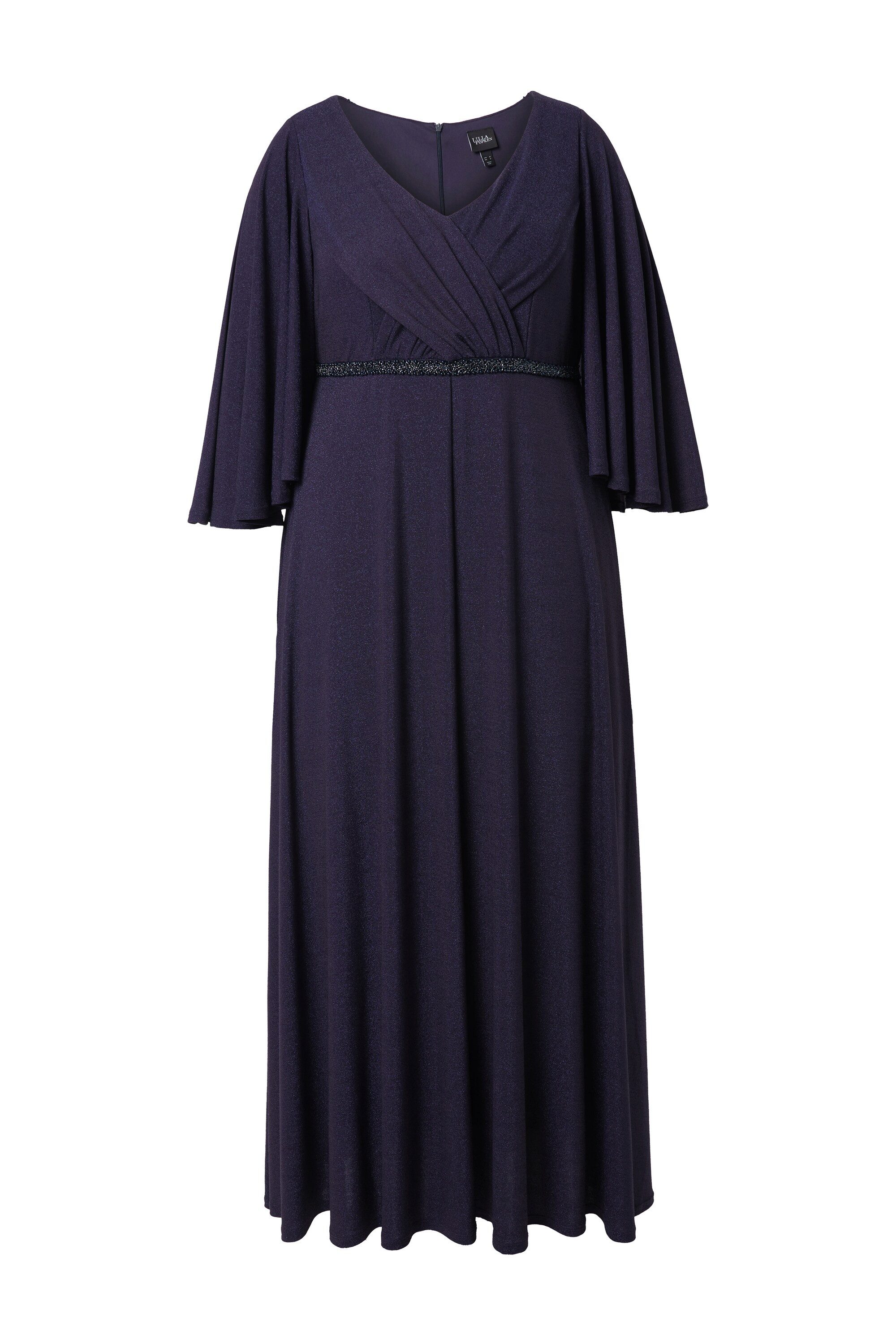 Ulla Popken Maxikleid Maxi-Abendkleid drapiert V-Ausschnitt günstig online kaufen