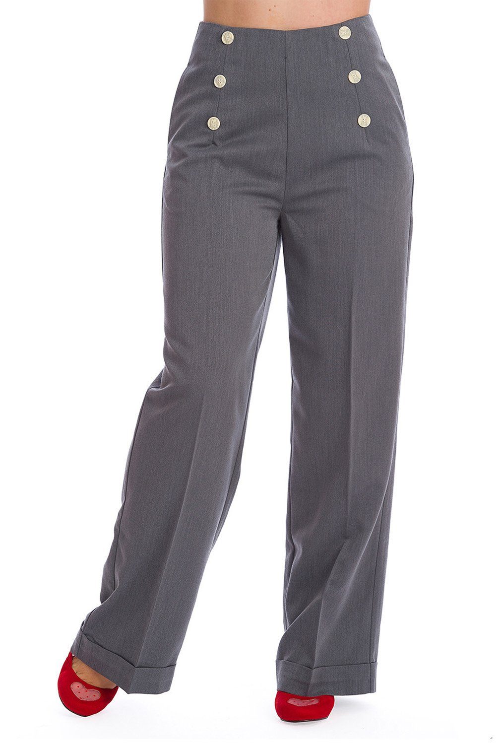 Banned Marlene-Hose Retro Adventures Ahead Grau günstig online kaufen