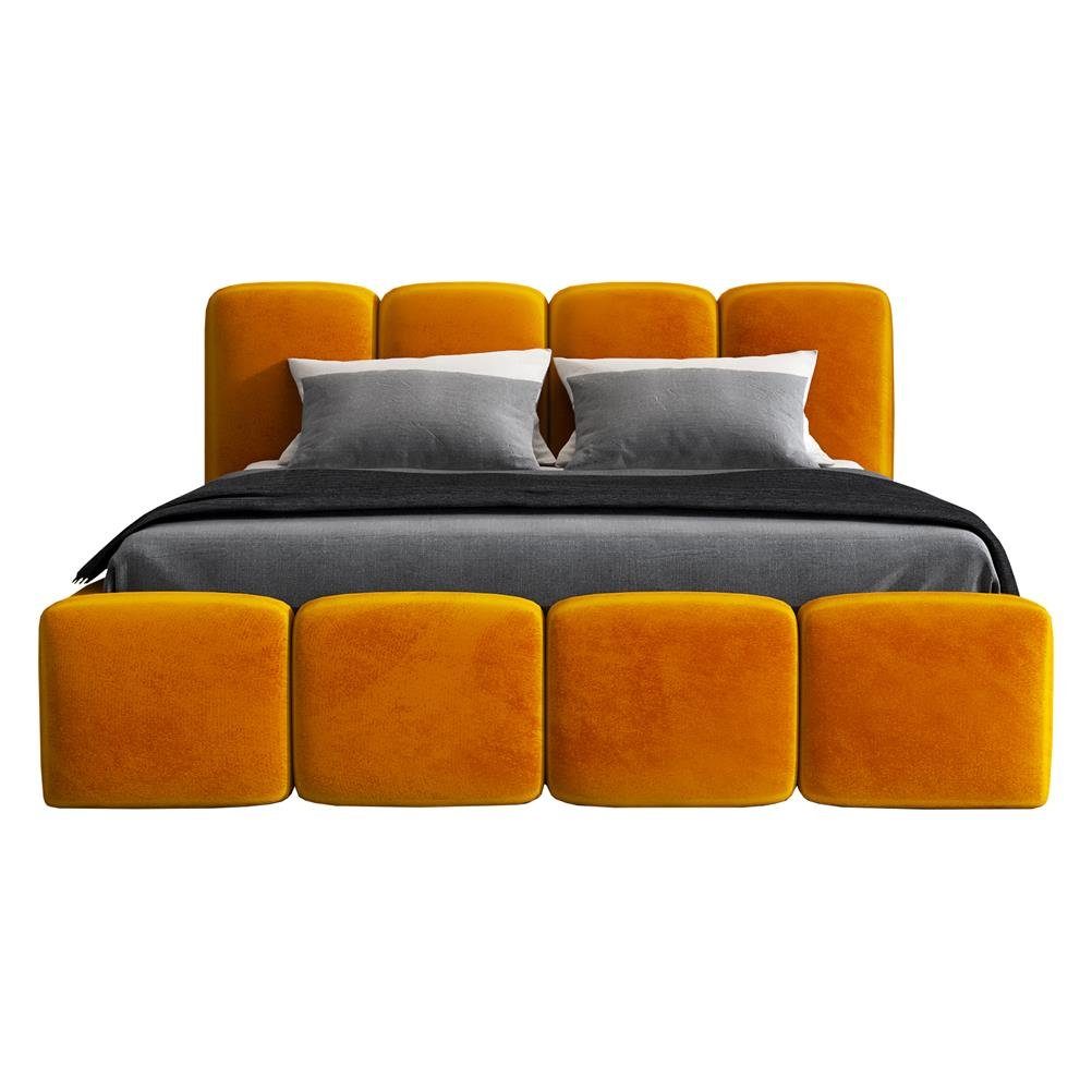 A&J MöbelLand GmbH Polsterbett DONA-OM mit Lattenrost und Bettkasten. (Bett mit Kopfteil. Lattenrost und Bettkasten Inclusive! Viele Varianten zur Auswahl – wählen Sie Größe und Farbe!, TOP ANGEBOT), Länge: 220 cm Höhe Kopfteil: 100 cm