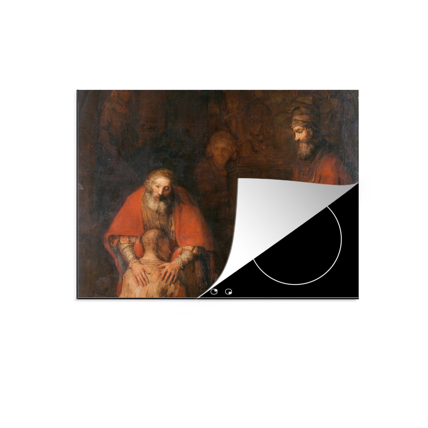 MuchoWow Herdblende-/Abdeckplatte Die Rückkehr des verlorenen Sohnes - Rembrandt van Rijn, Vinyl, (1 tlg), 71x52 cm, Induktionskochfeld Schutz für die küche, Ceranfeldabdeckung