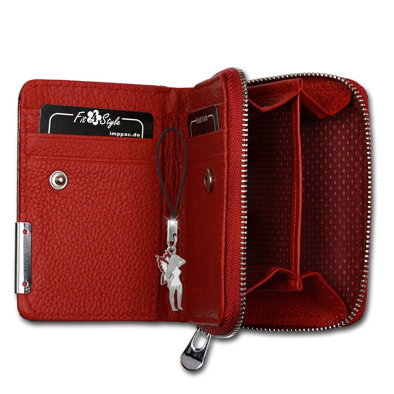 Jennifer Jones Geldbörse Jennifer Jones Damen RFID Blocker (Minibörse, Minibörse), Damen Geldbörse aus Echtleder in rot, ca. 11cm Breite