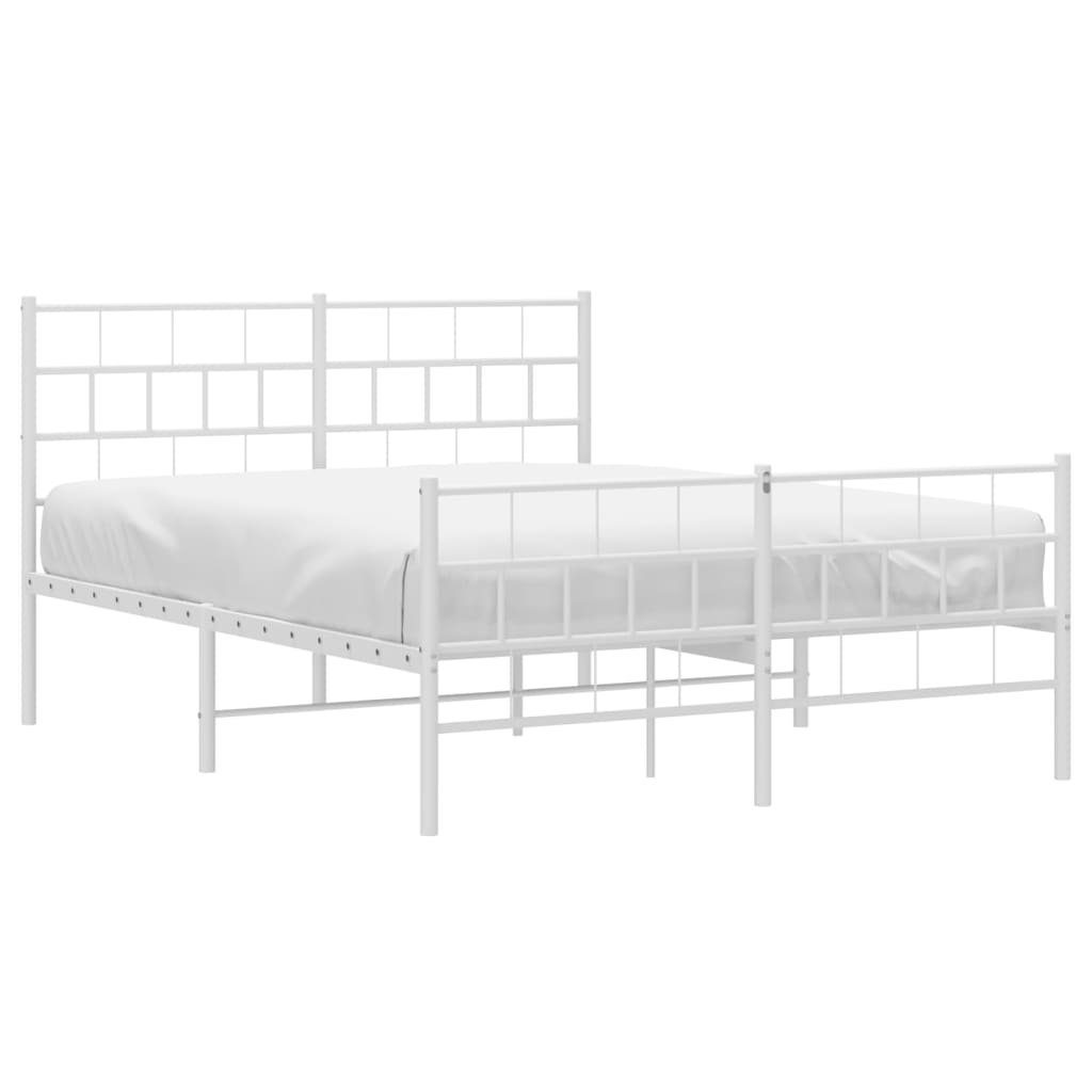 vidaXL Bett Bettgestell mit Kopf- und Fußteil Metall Weiß 160x200 cm