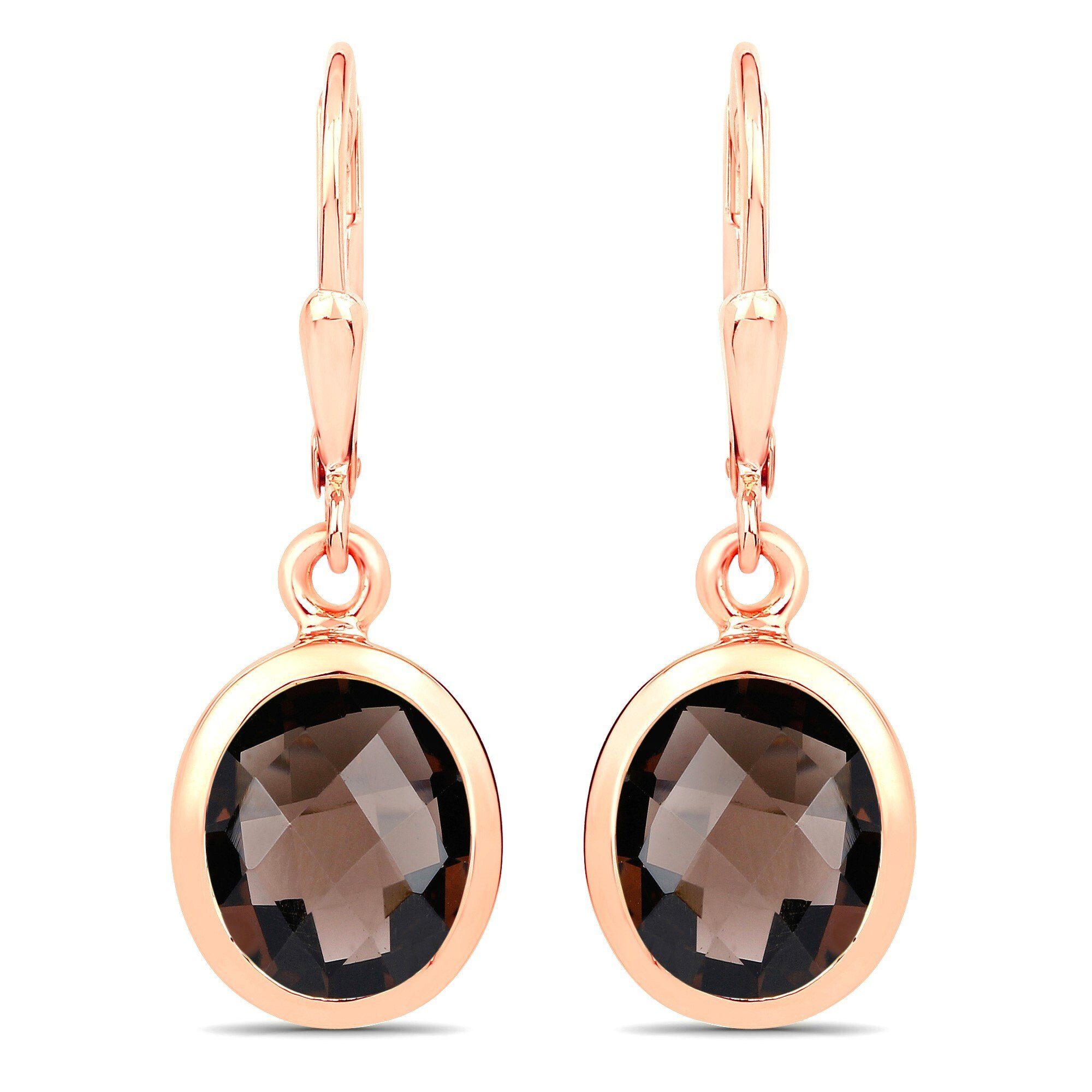 Vira Jewels Paar Ohrhänger 925 Silber rot vergoldet Glanz Rauchquarz dunkel günstig online kaufen