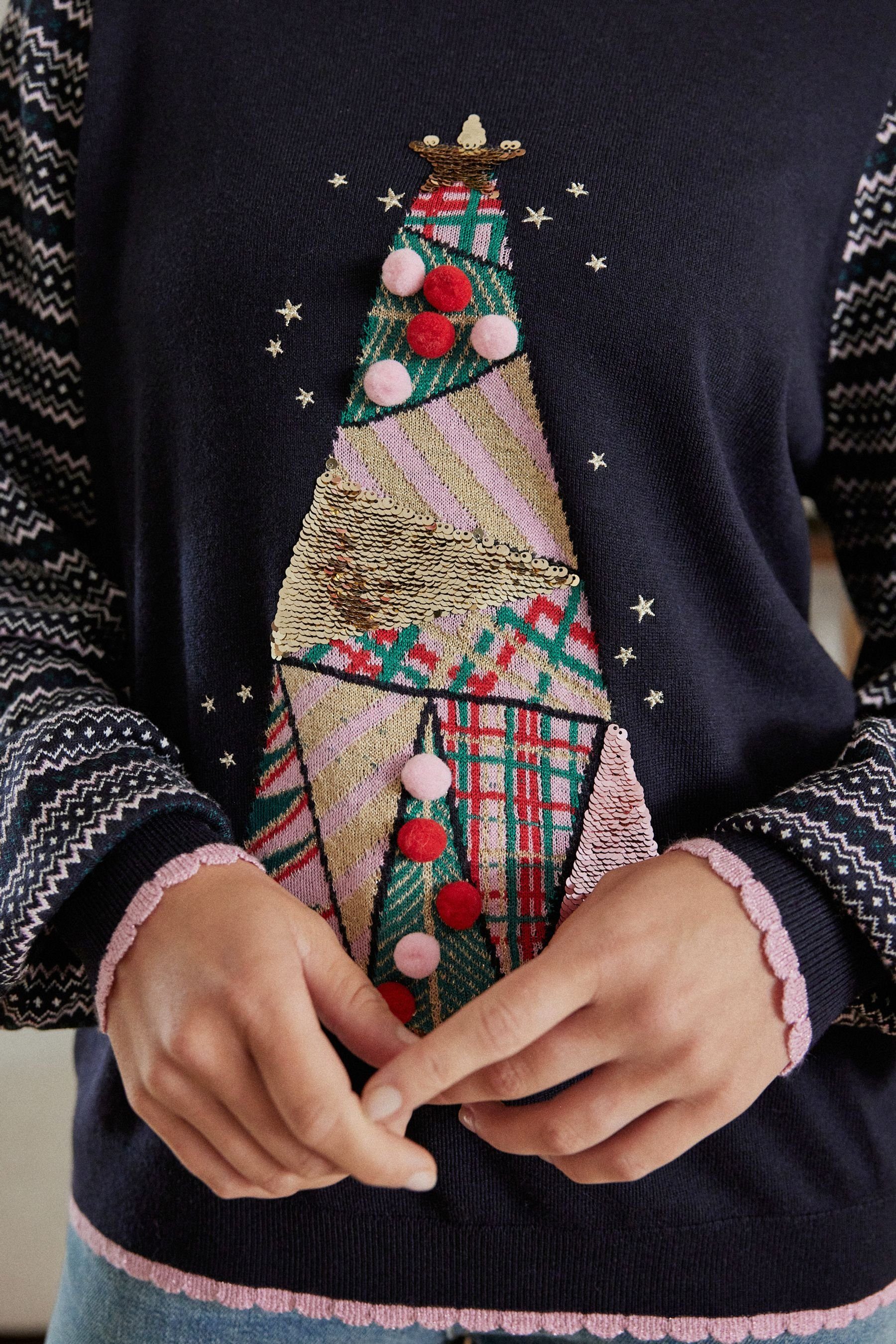 Next Weihnachtspullover V-Ausschnitt-Pullover (1-tlg)