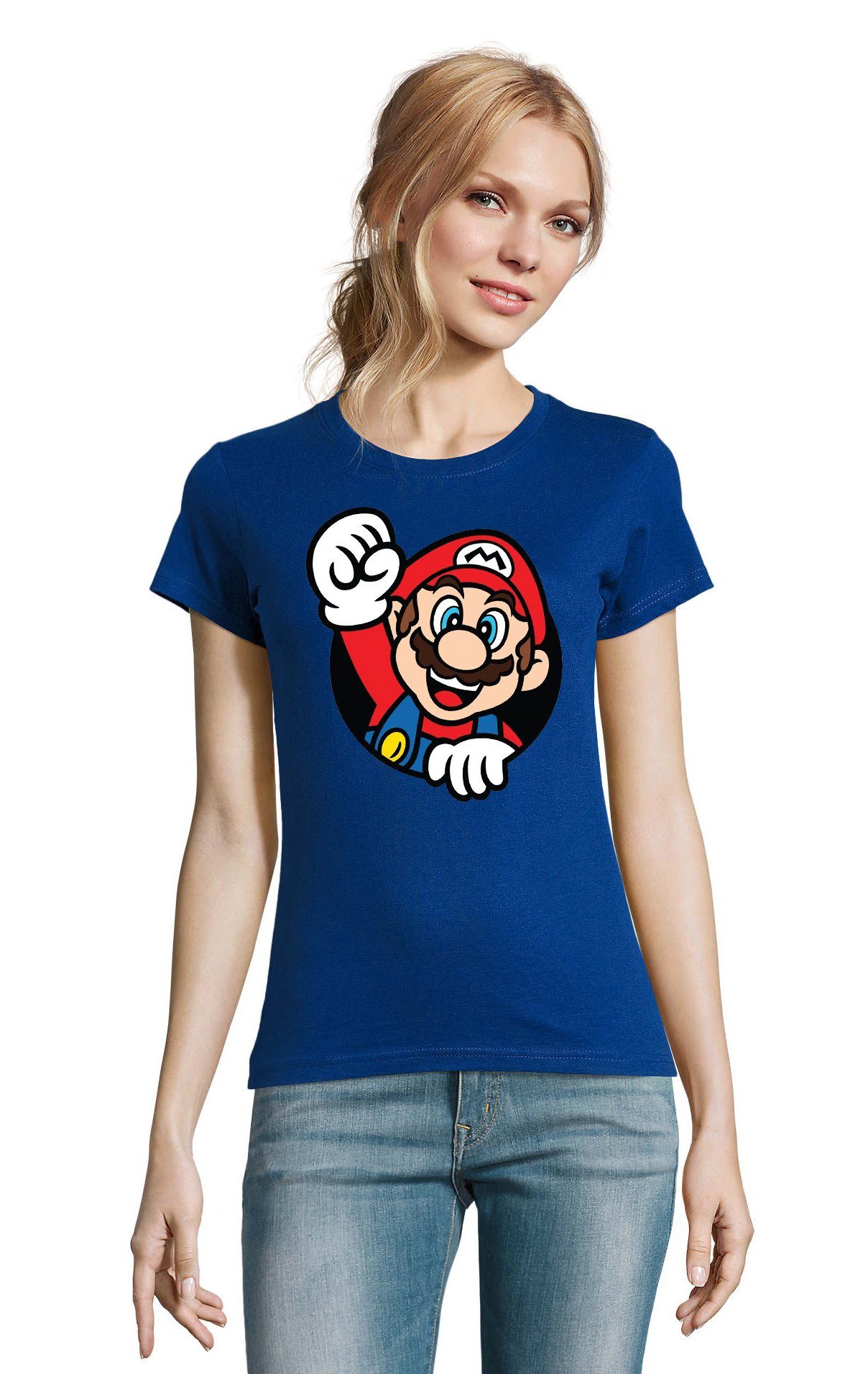 Blondie & Brownie T-Shirt Damen Super Mario Faust Nerd Konsole Gaming Spiel Nintendo Blau