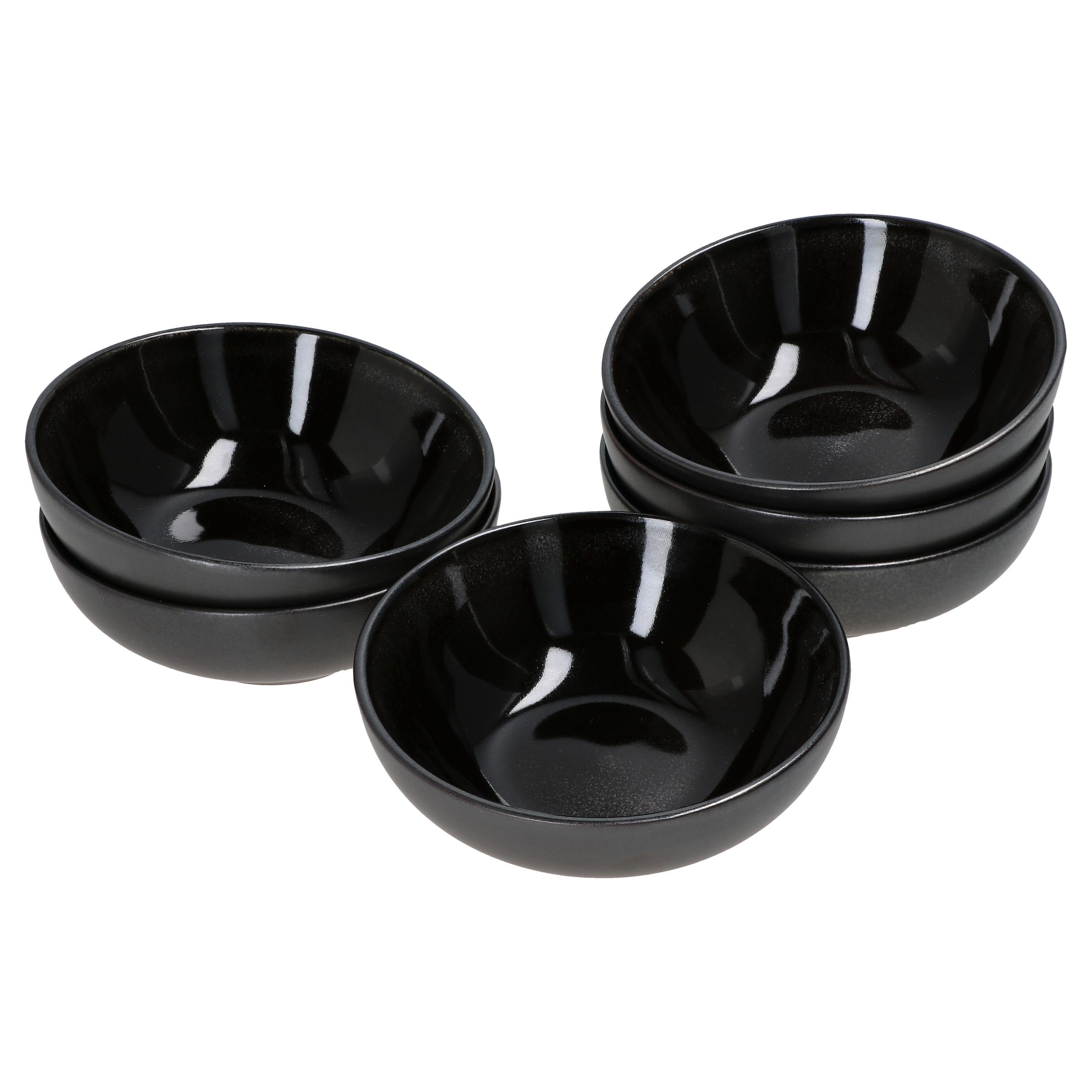 & Set MamboCat Steingut Snack- 6er Servierschale Reactive 4cm Black Dipschale Glaze - Grey 24321863,