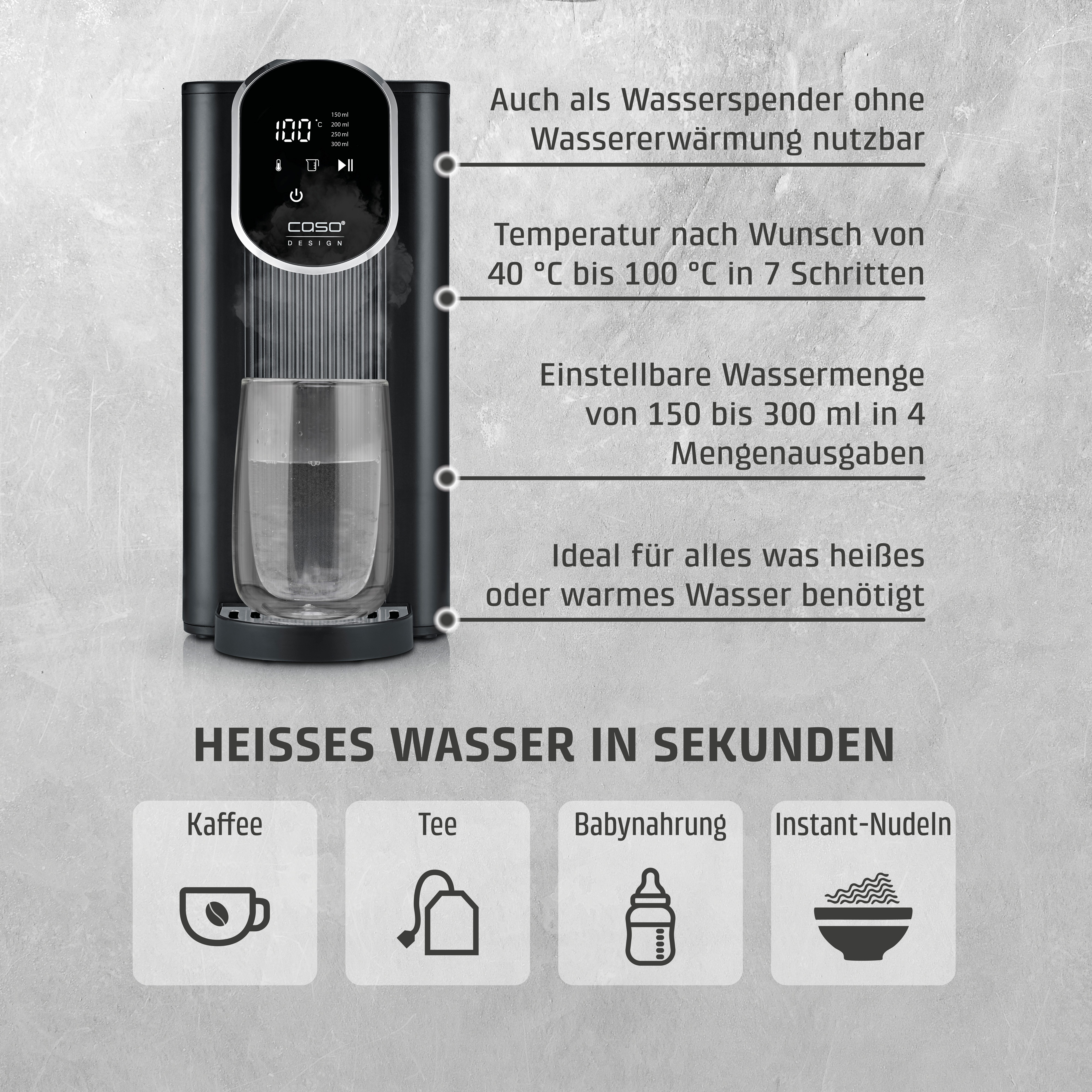 Caso Heißwasserspender 1895 HW 610, 2,5 l, 2600 W, inkl. Wasserfilter, mit Trockenlauf- und Überhitzungsschutz