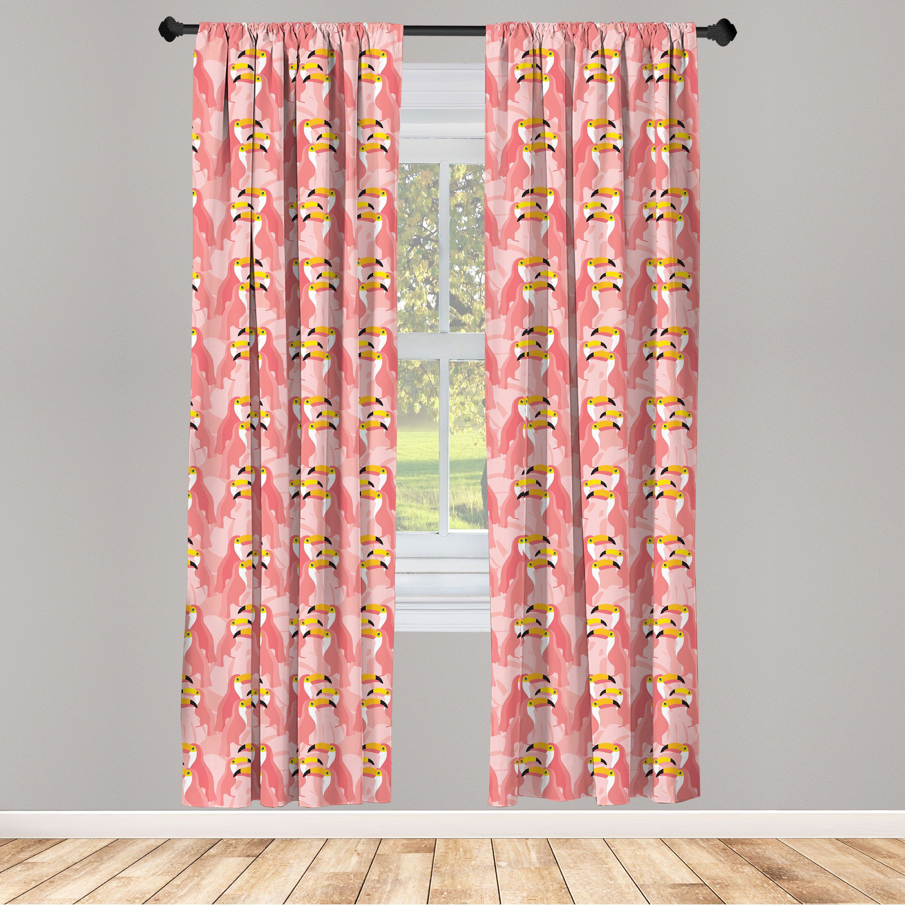 Gardine Vorhang für Wohnzimmer Schlafzimmer Dekor, Abakuhaus, Microfaser, Tukan Tropenvogel Hawaii Pastell