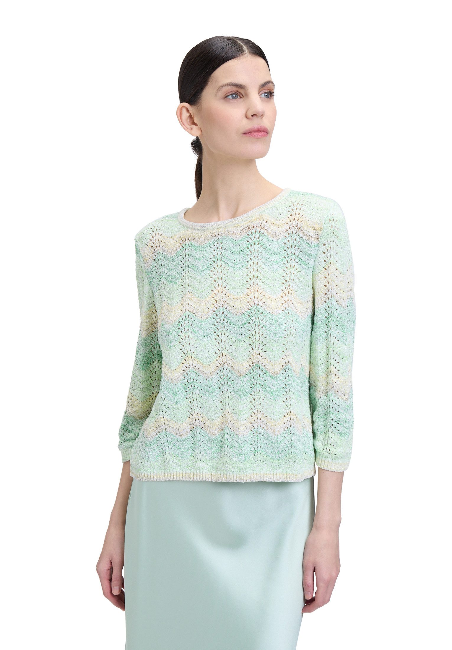 Cartoon Strickpullover Cartoon Lochstrick-Pullover mit Rundhalsausschnitt günstig online kaufen