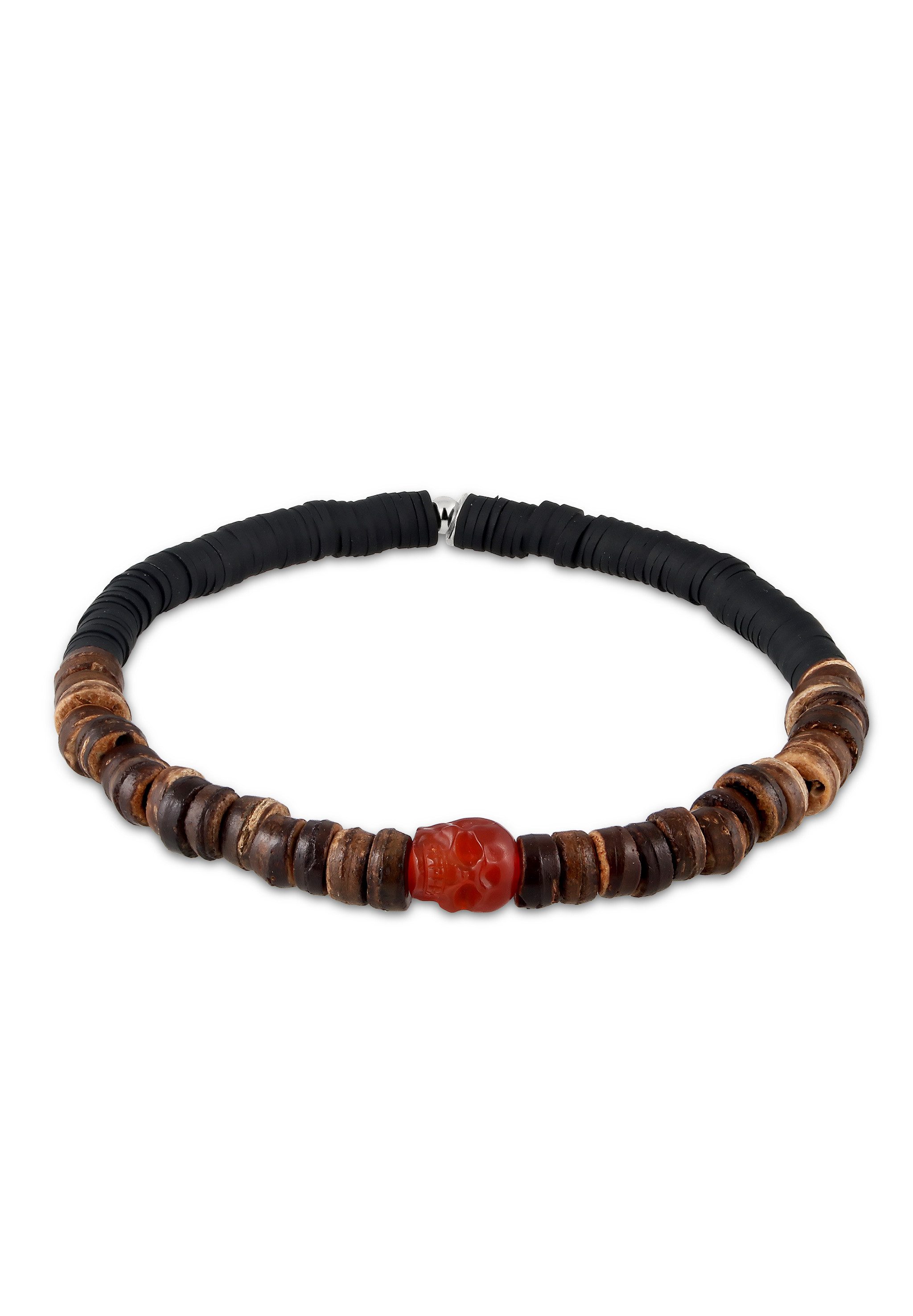 Kuzzoi Bead-Armband-Set Cornelian Rot Heishi Perlen 925 Sterling Silber