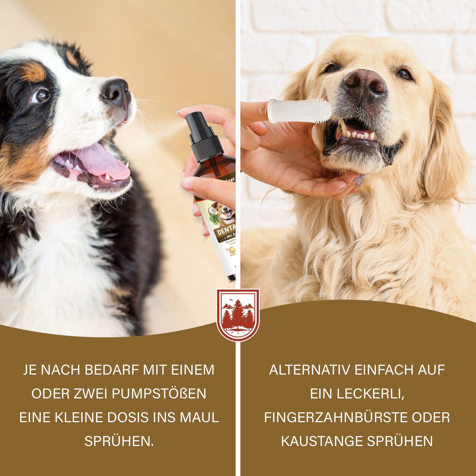 Veddelholzer Tier-Zahnpflegeset 150 ml Dentalspray Set für Hunde & Katzen mit Fingerzahnbürste, (Enzymkomplex Zahnpflege Zahnsteinentferner) effektiv gegen Mundgeruch natürliche Zahnpflege als Spray