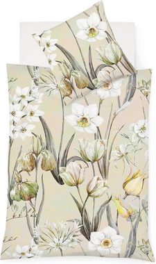 Bettwäsche Fleuresse Mako-Satin Bettwäsche 155x220 Gräser Blumen creme safari, fleuresse, Mako-Satin, 2 teilig