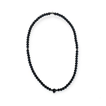 Aaron Bane Perlenkette Aaron Bane Obsidian Perlenkette Kette Matt-Schwarz Totenkopf (1-tlg)