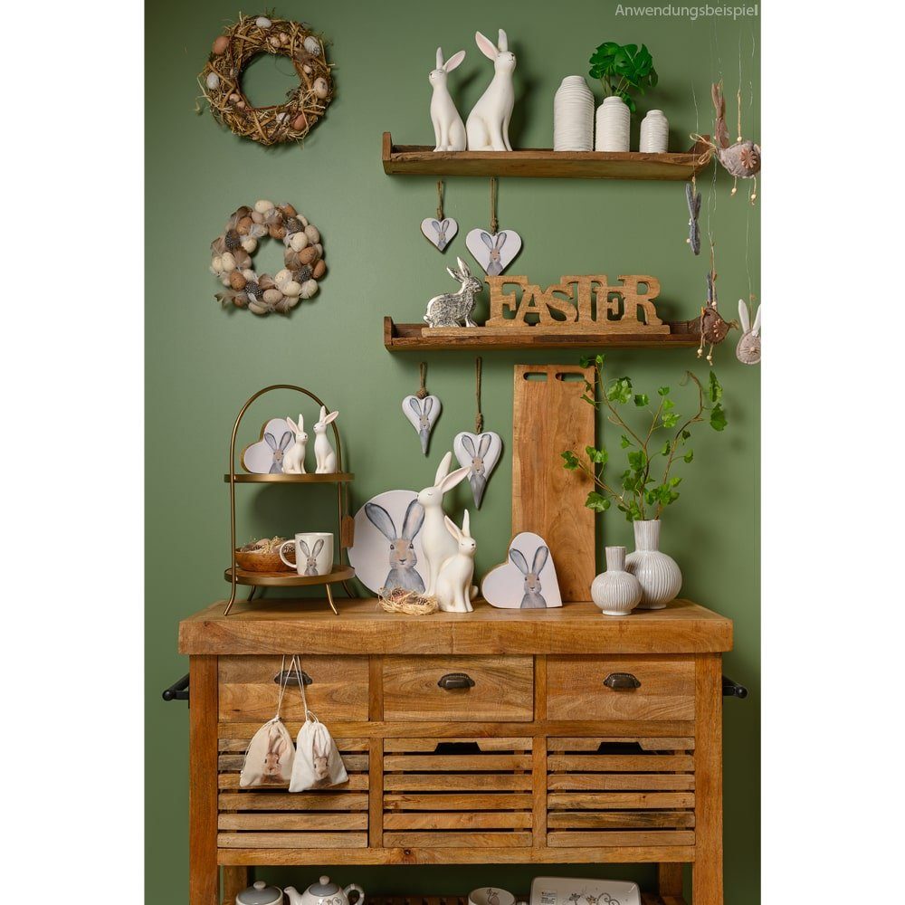 matches21 HOME & HOBBY Dekofigur Osterhasen Hasenfigur Osterdeko Dekohase weiß 2er 14 cm (2 St)