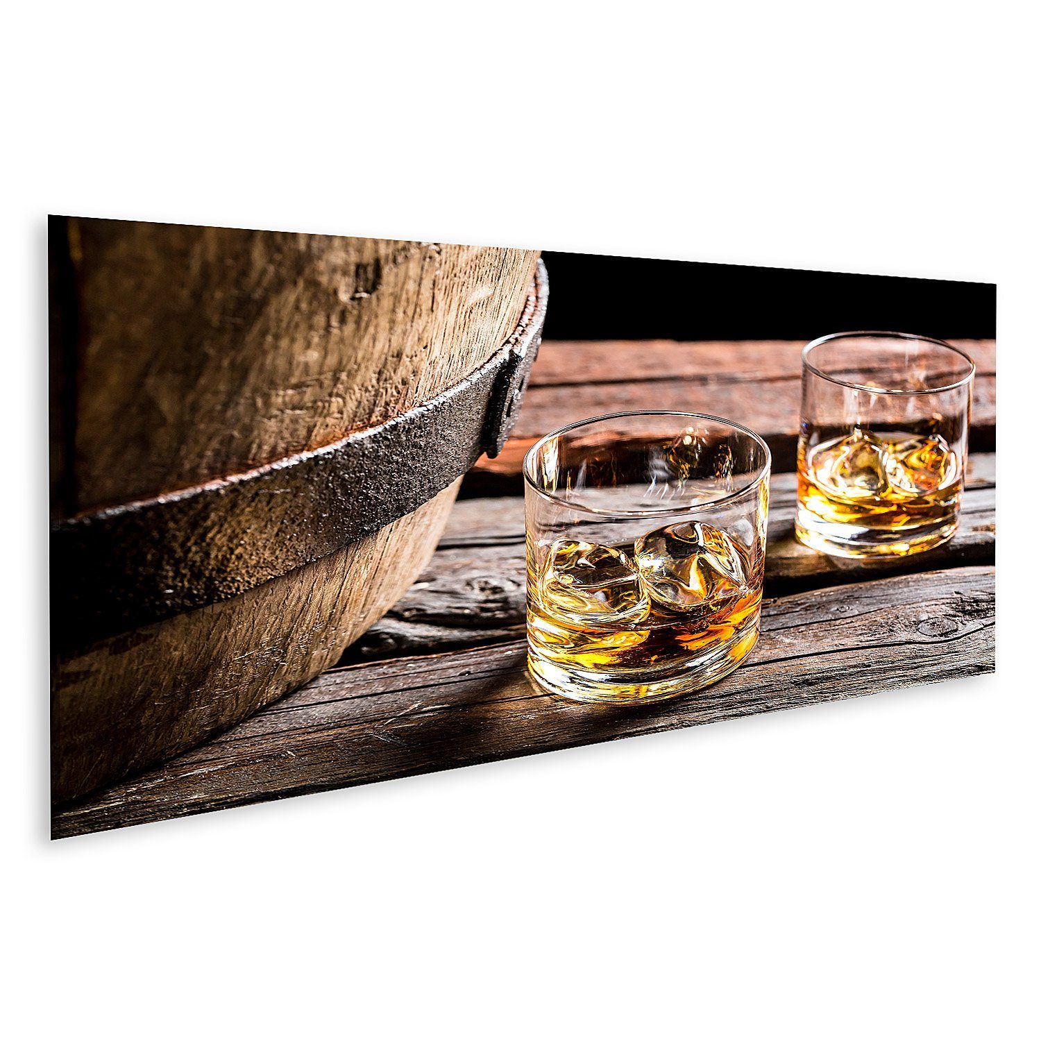 Leinwandbild Bild auf Leinwand Glas Whisky Im Alten Keller Wandbild Leinwandbild W