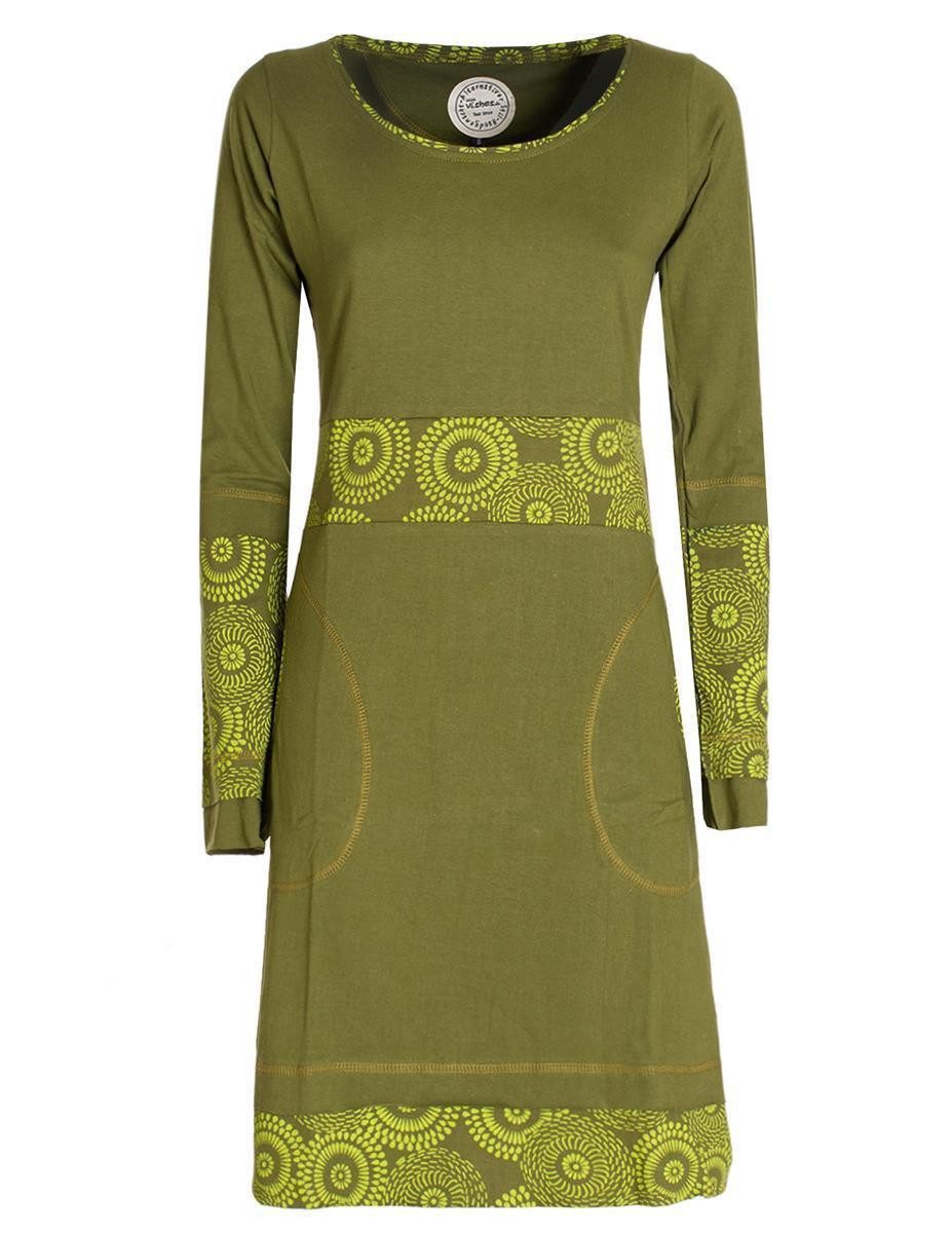 Vishes Tunikakleid Damen Langarm Longshirt-Kleid Sweatkleid Shirt-Kleid Tunika-Kleid Hippie, Guru, Retro Style