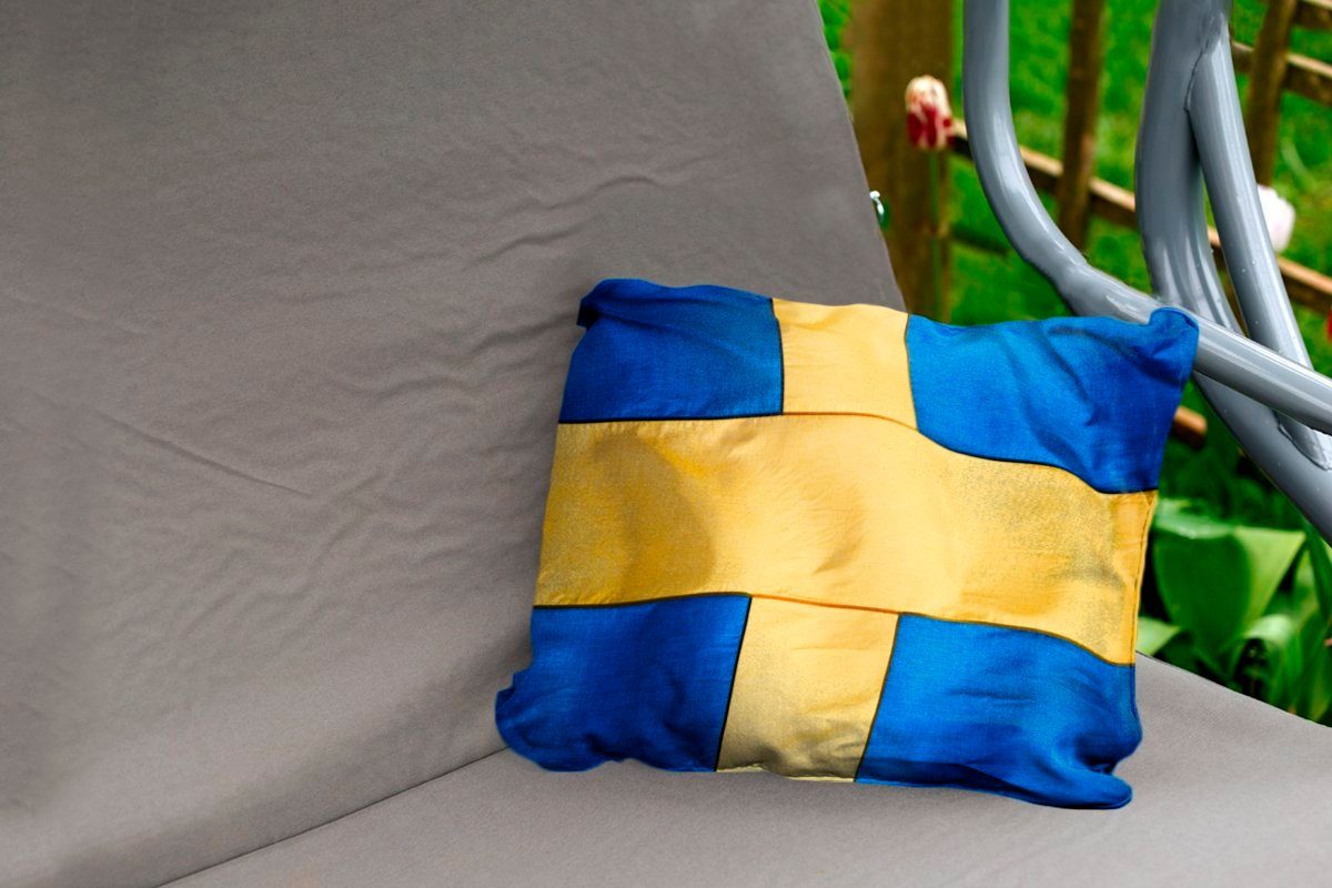 MuchoWow Dekokissen Nahaufnahme der Flagge Schweden, Dekokissenbezug, Kissenhülle Polyester, Outdoor-Dekorationskissen, von