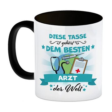 speecheese Tasse Bester Arzt der Welt Kaffeebecher Schwarz