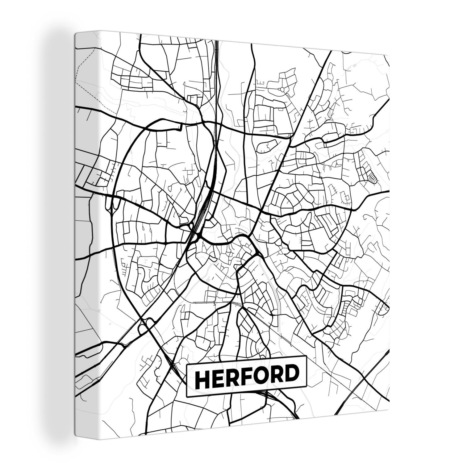 OneMillionCanvasses® Leinwandbild Karte - Herford - Stadtplan, (1 St), Leinwand Bilder für Wohnzimmer Schlafzimmer