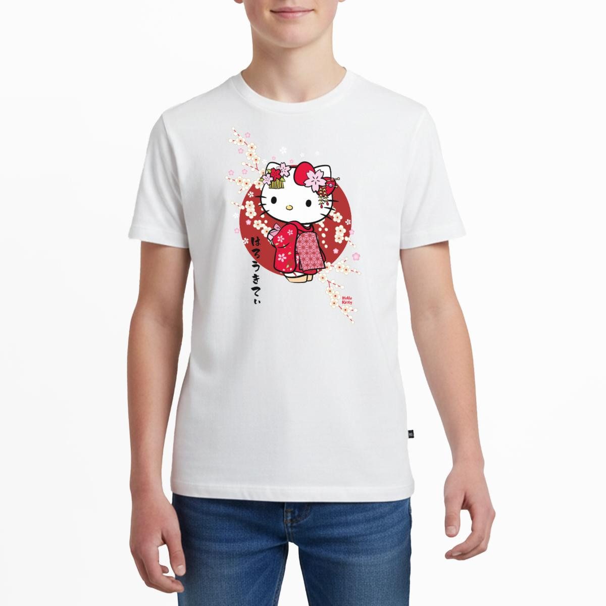 Spreadshirt T-Shirt Hello Kitty Japan Kimono Kirschblüten Teenager Premium T-Shirt (1-tlg)
