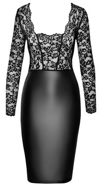 Noir Handmade Minikleid Wetlook Mini-Kleid mit Spitze - schwarz (1-tlg) transparent