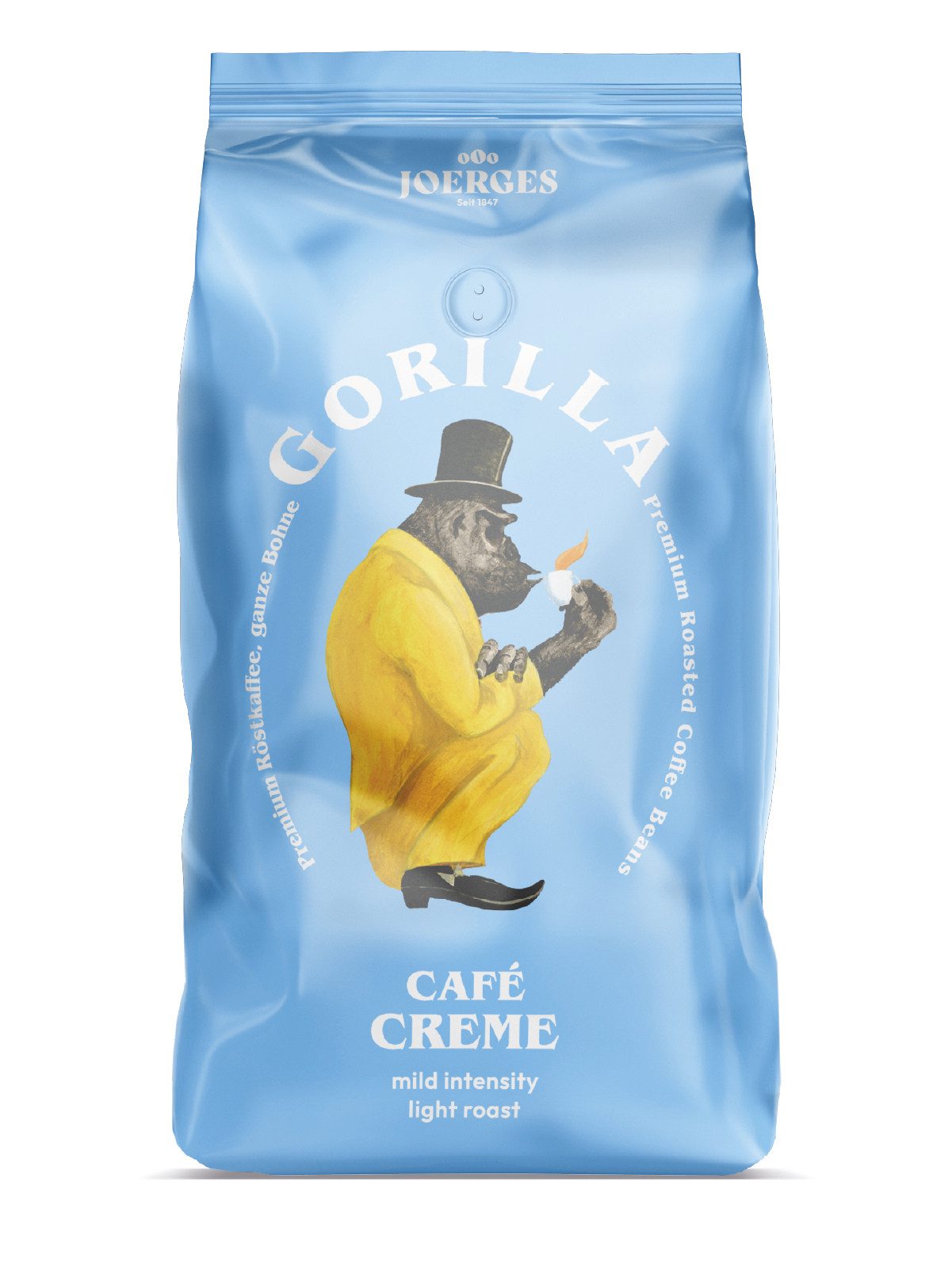 Gorilla Kaffee Joerges ganze Bohne Gorilla Café Creme, 1 kg, 1 x 1000 g, Floral, Beerig, Honig, Mild