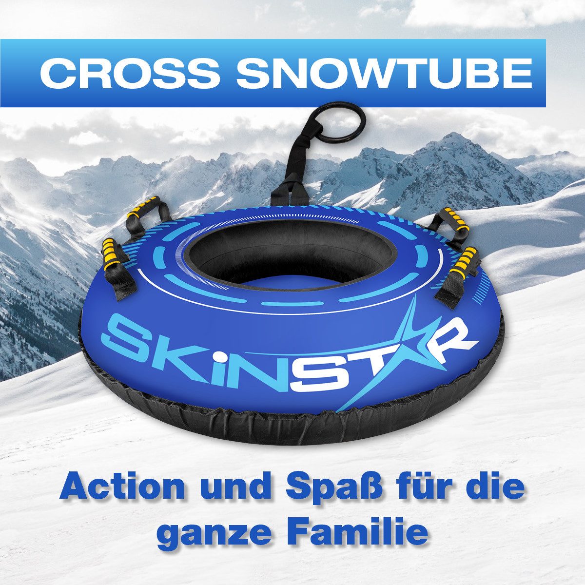 Schlitten SkinStar CROSS Snowtube blau Ø 100cm Rodelreifen Schneereifen