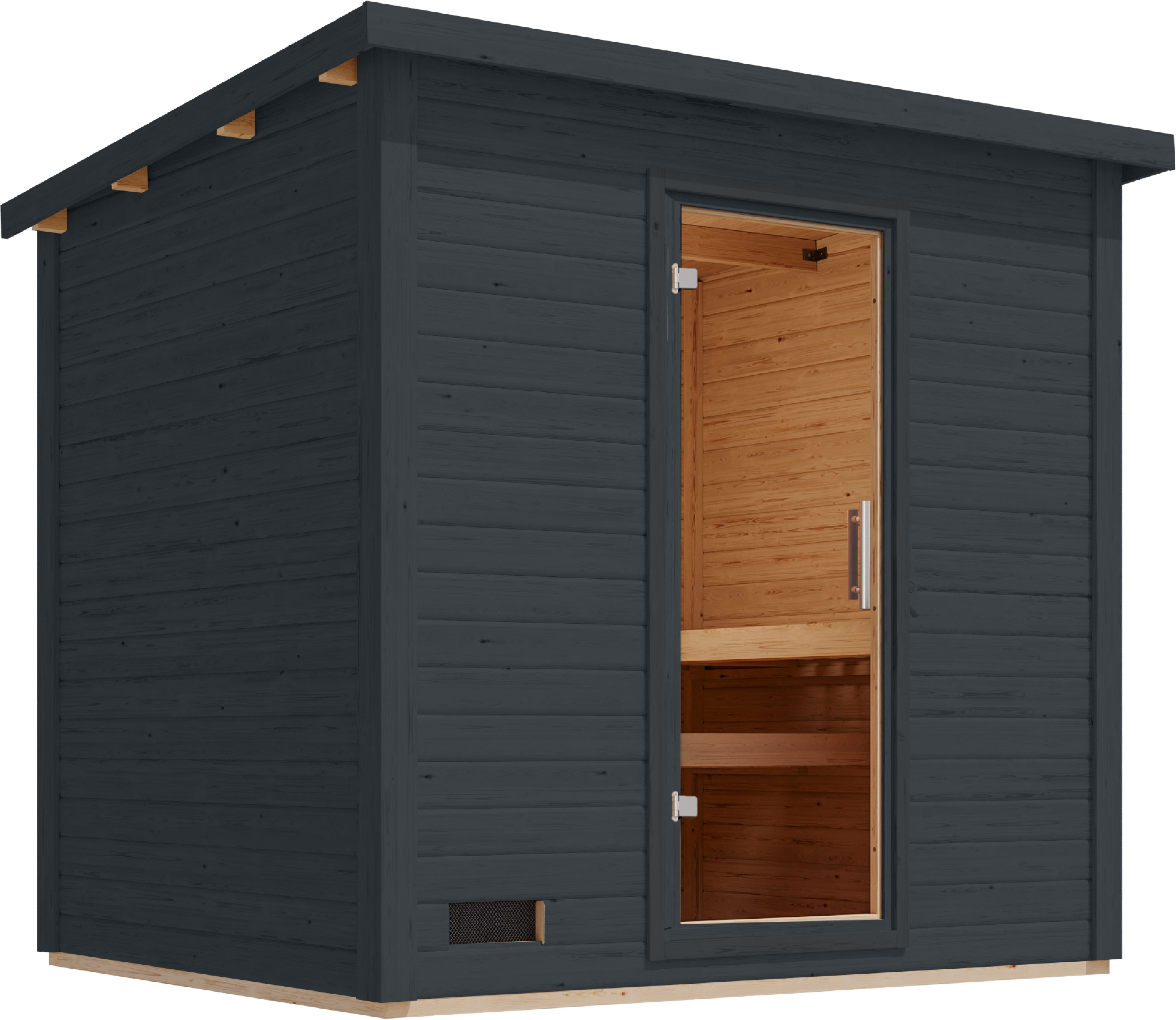 Karibu Saunahaus Talo 3, BxTxH: 231 x 196 x 238 cm, 38 mm, (Set) verschiedene Varianten