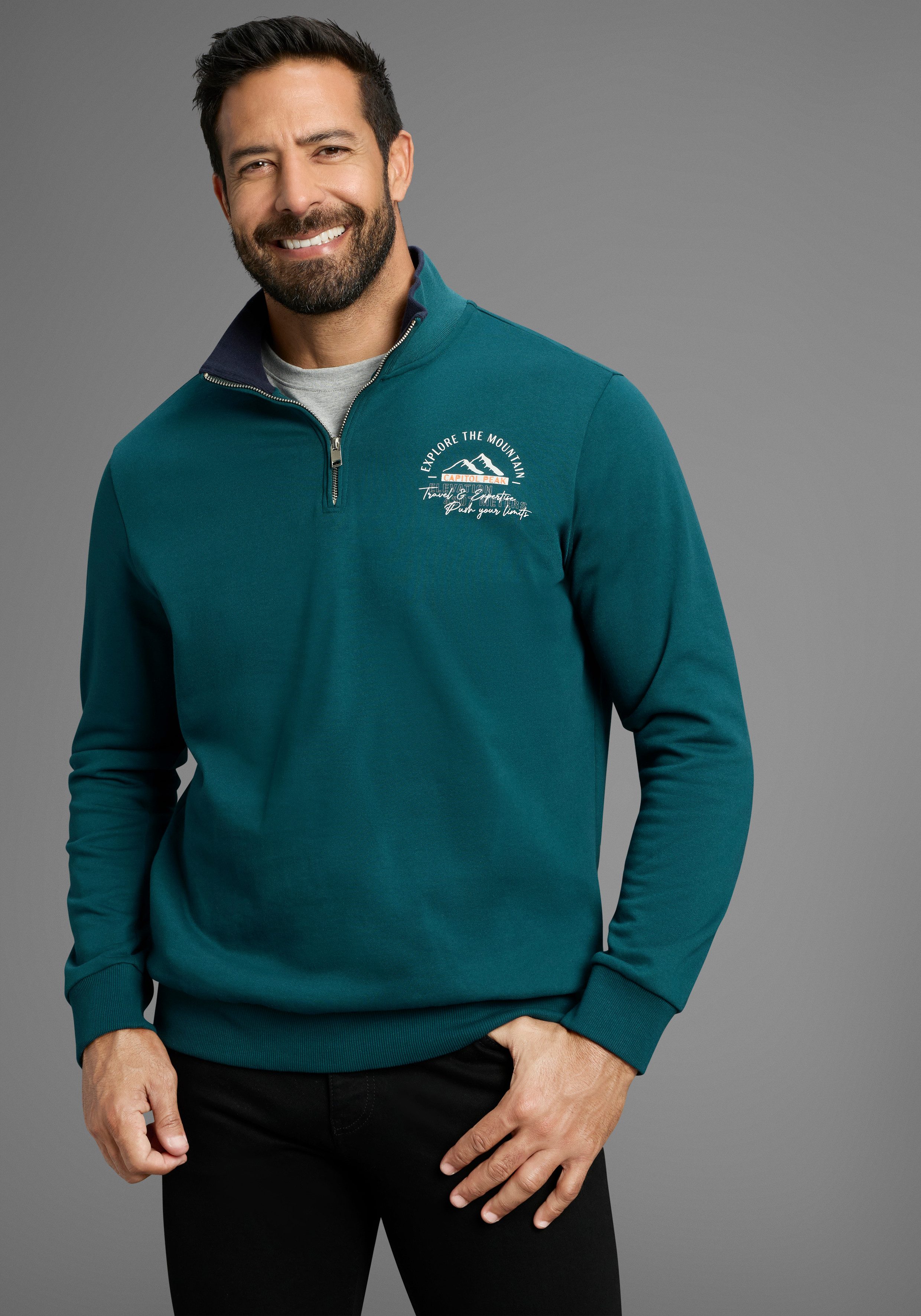 Man's World Sweatshirt mit Kontrastkragen - Neue Farben günstig online kaufen