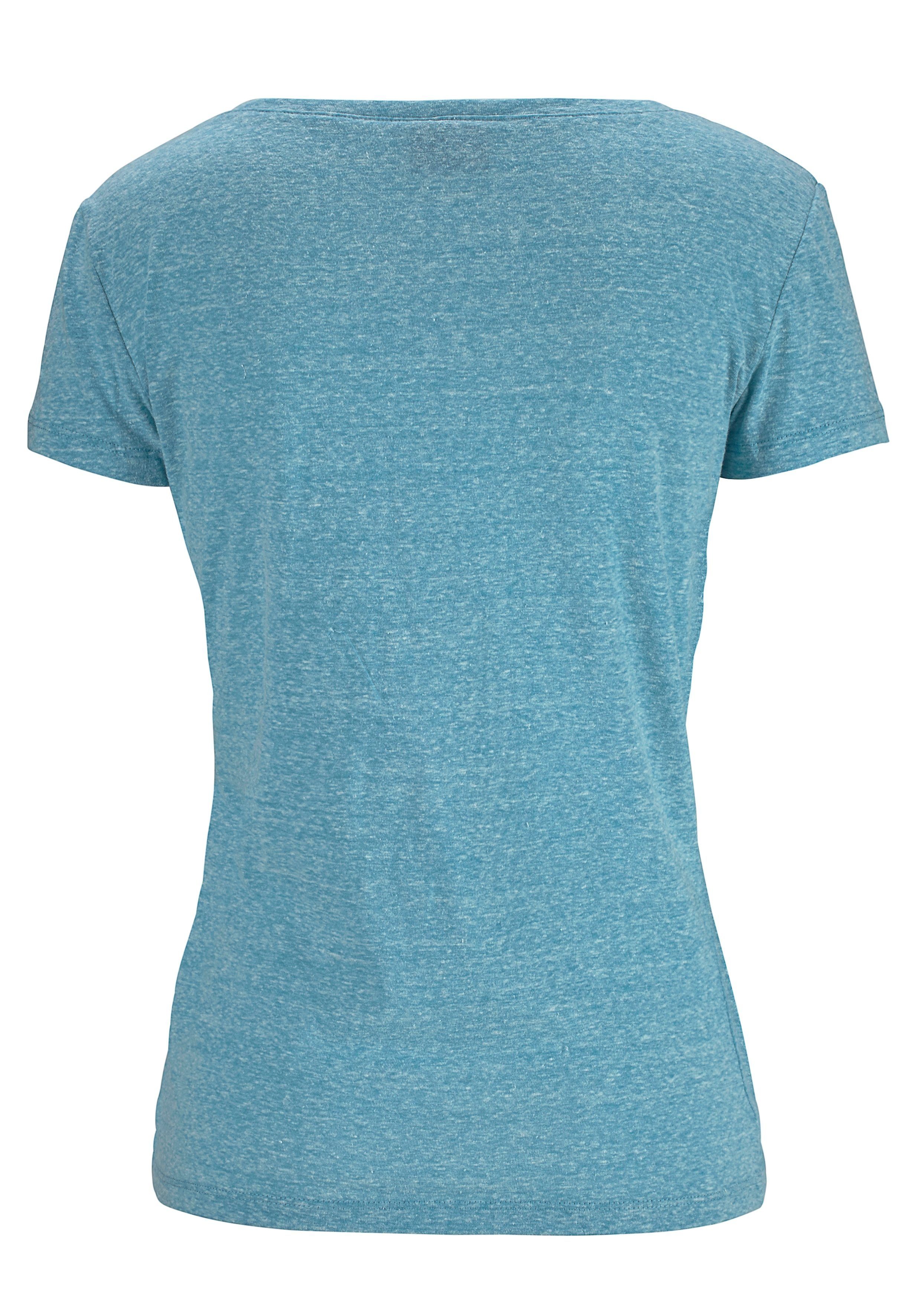 Venice Beach Strandshirt mit Logo-Druck aus melierter Ware, Vintage-Look, sportlich-casual