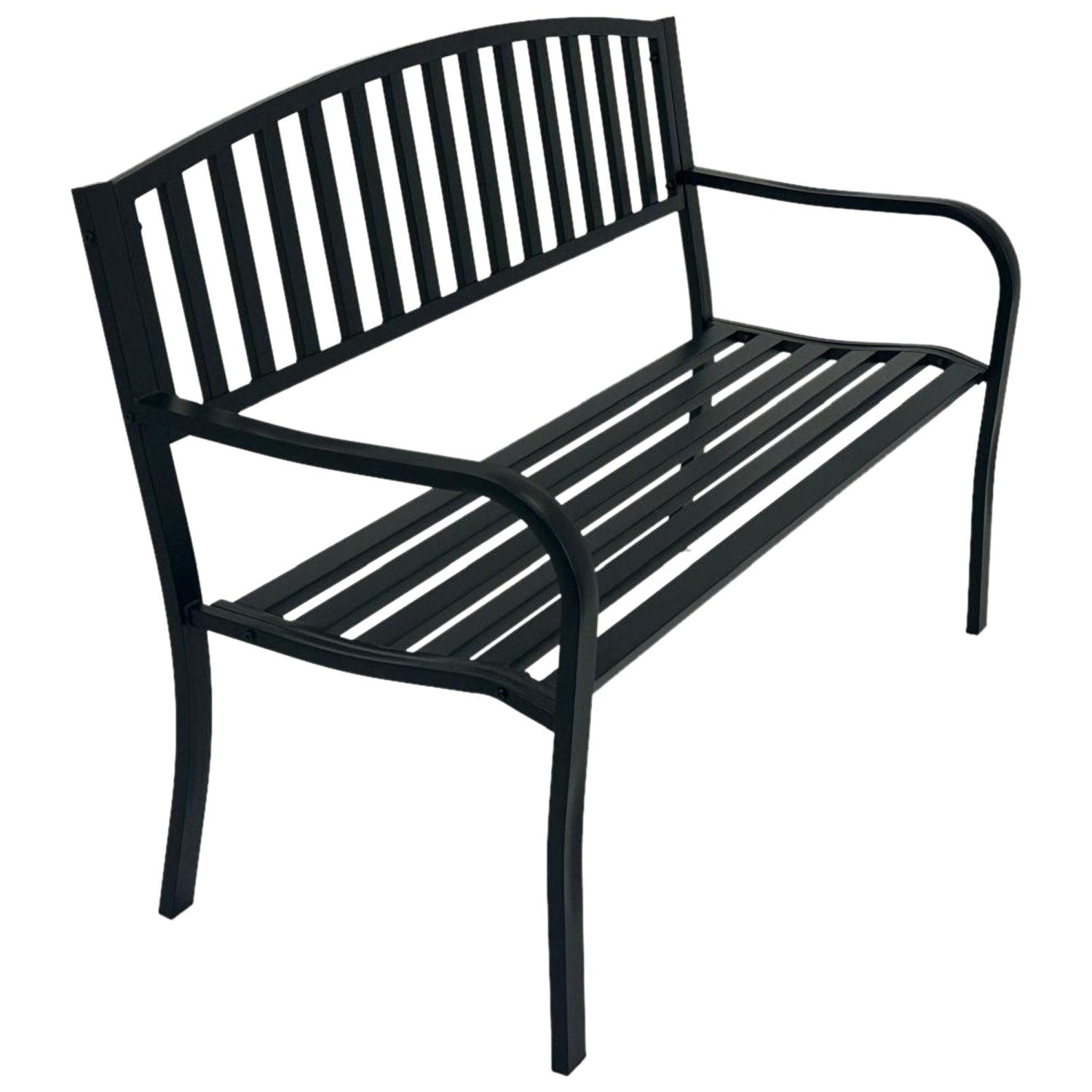 TPFGarden Gartenbank DOVER (Holzbank - 2-sitzer - Metallbank Rückenteil Gusseisen, Robuste Outdoorbank schwarz), Hochwertige Bank mit den Maßen (BxHxT): 127 x 85 x 63 cm