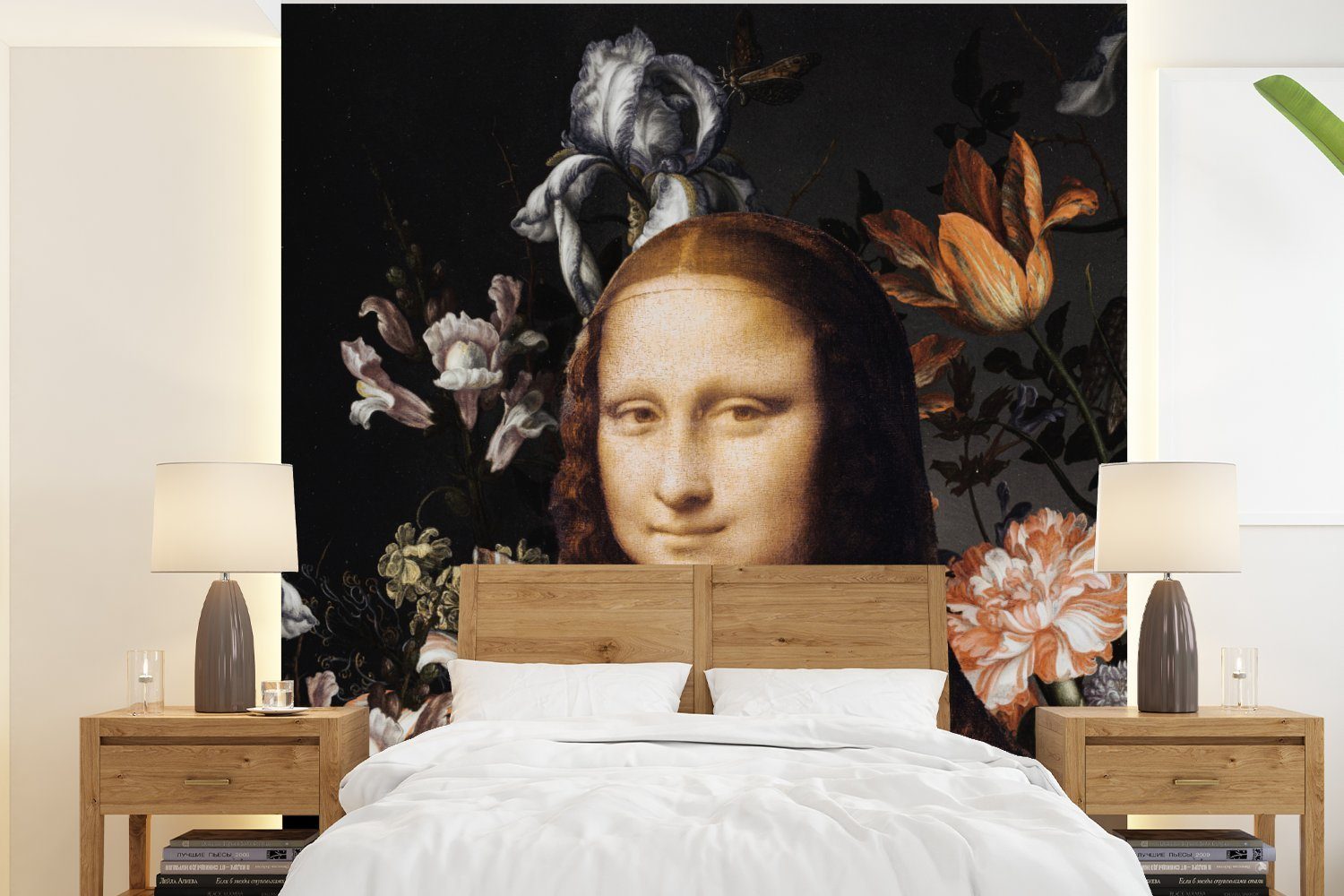 MuchoWow Fototapete Mona Lisa - Fototapete Vliestapete Blumen Schlafzimmer (4 - bedruckt, Meister, Alte St), Matt, Wohnzimmer für Küche