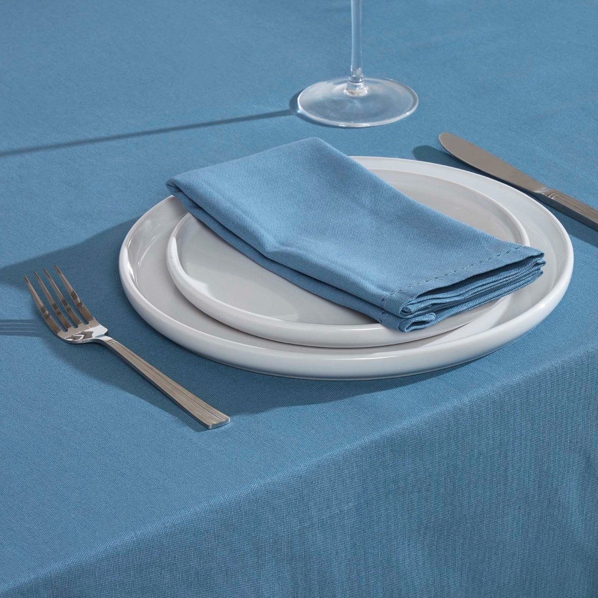 Homescapes Stoffserviette 4er-Set Stoffservietten blau – 45 x 45 cm, 100% Baumwolle
