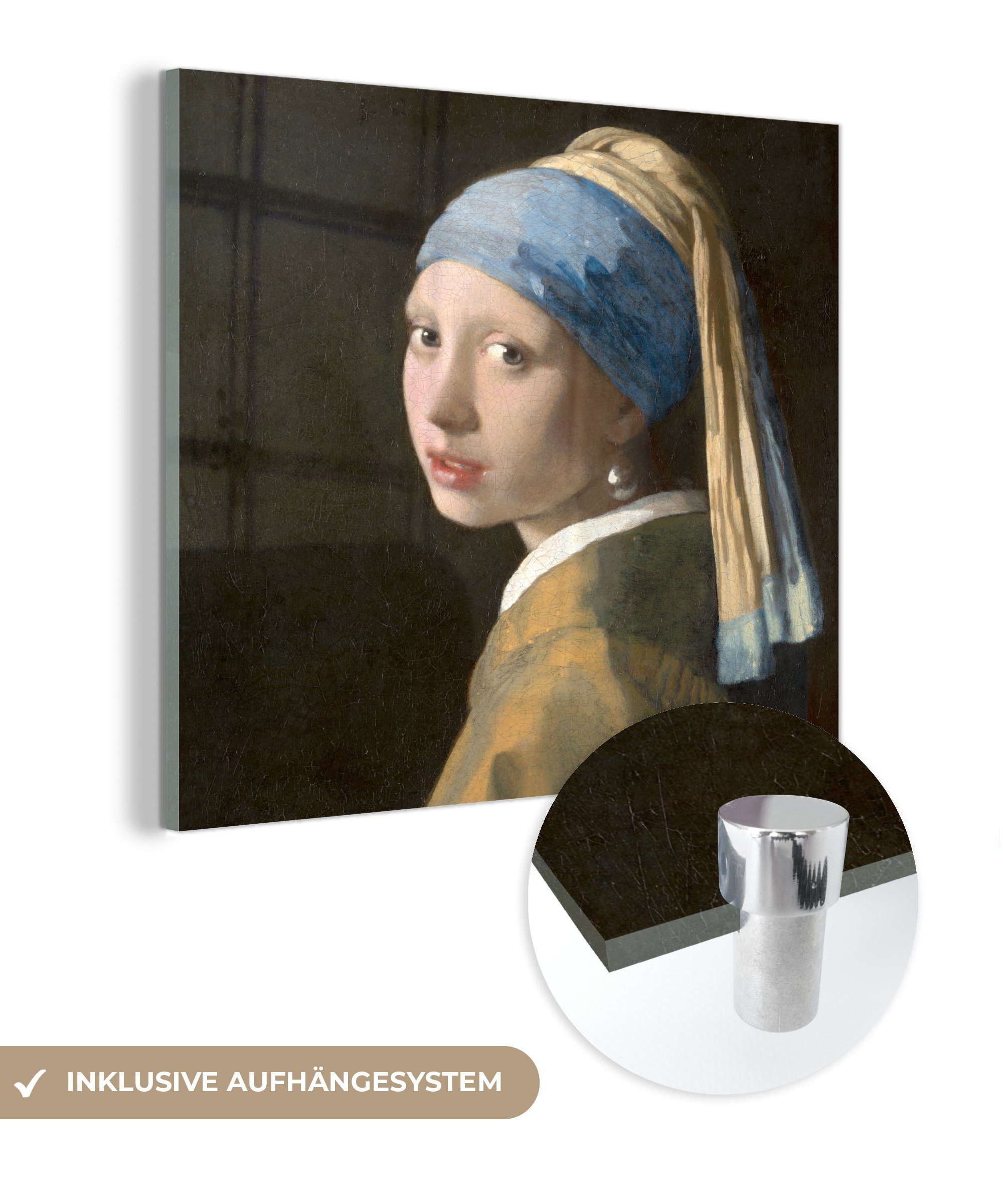 MuchoWow Acrylglasbild Das Mädchen mit dem Perlenohrring - Gemälde von Johannes Vermeer, (1 St), Glasbilder - Bilder auf Glas Wandbild - Foto auf Glas - Wanddekoration bunt