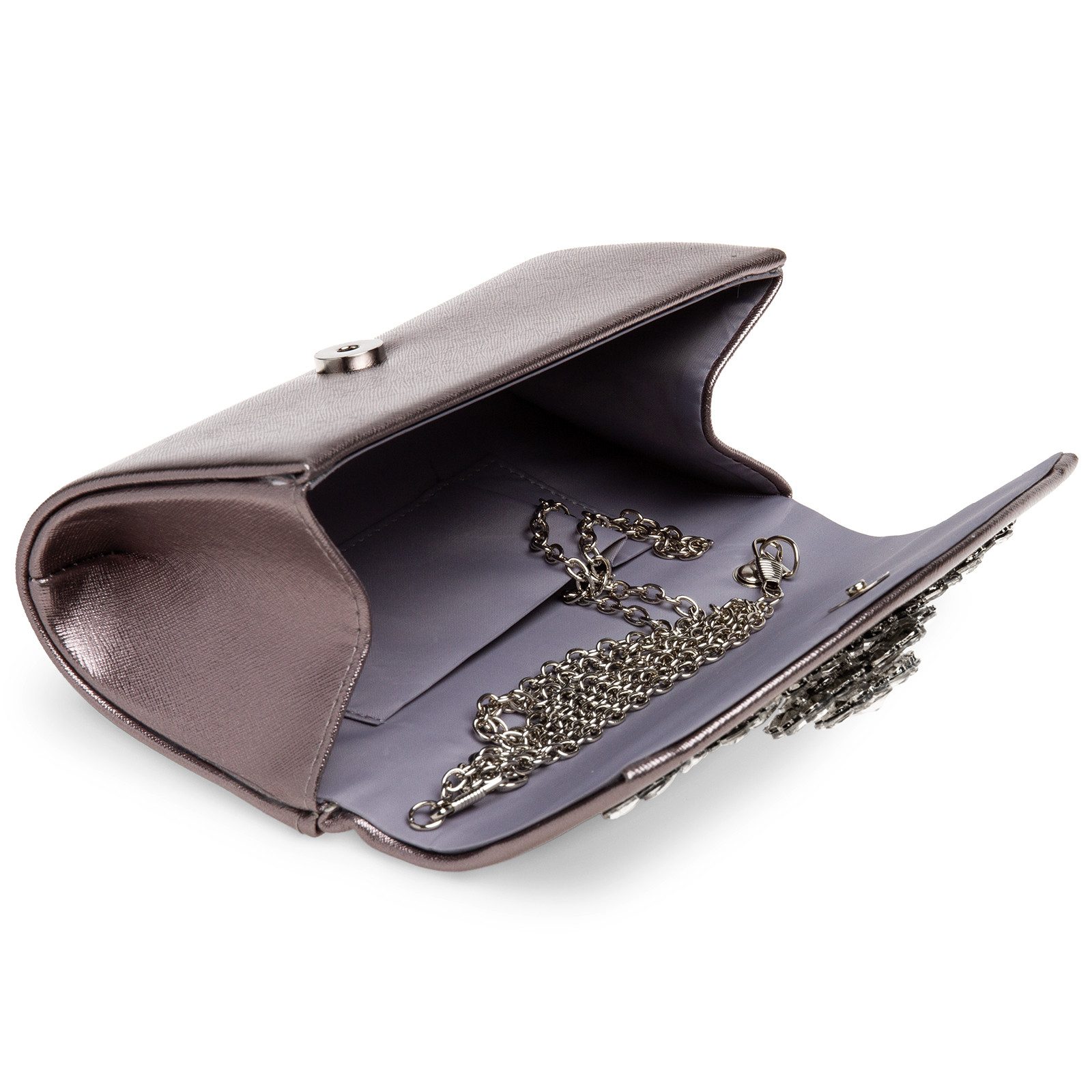 Caspar Clutch TA509 Damen Metallic Clutch Abendtasche mit ausgefallenem Strass Dekor