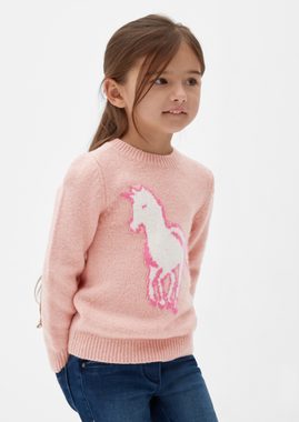 s.Oliver Strickpullover Pullover mit Einhornmotiv Applikation