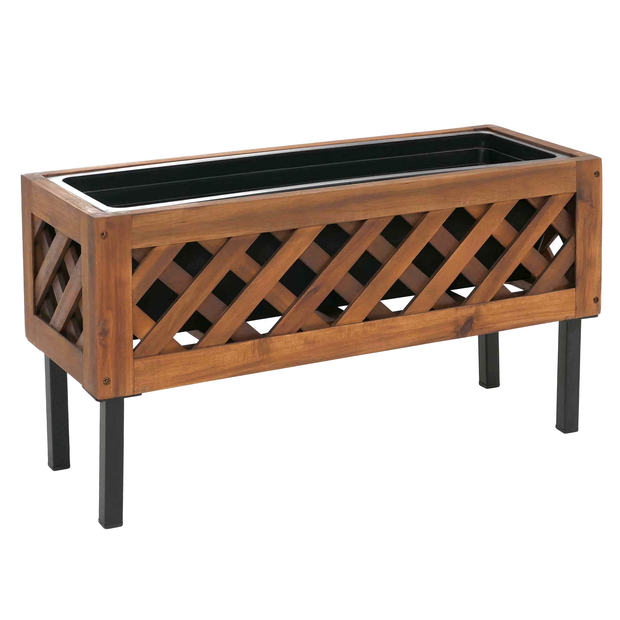 MCW Blumenkasten MCW-P86 (1 St), Füllmenge: ca. 16 Liter, Stilvolle Kombination aus Holz und Metall